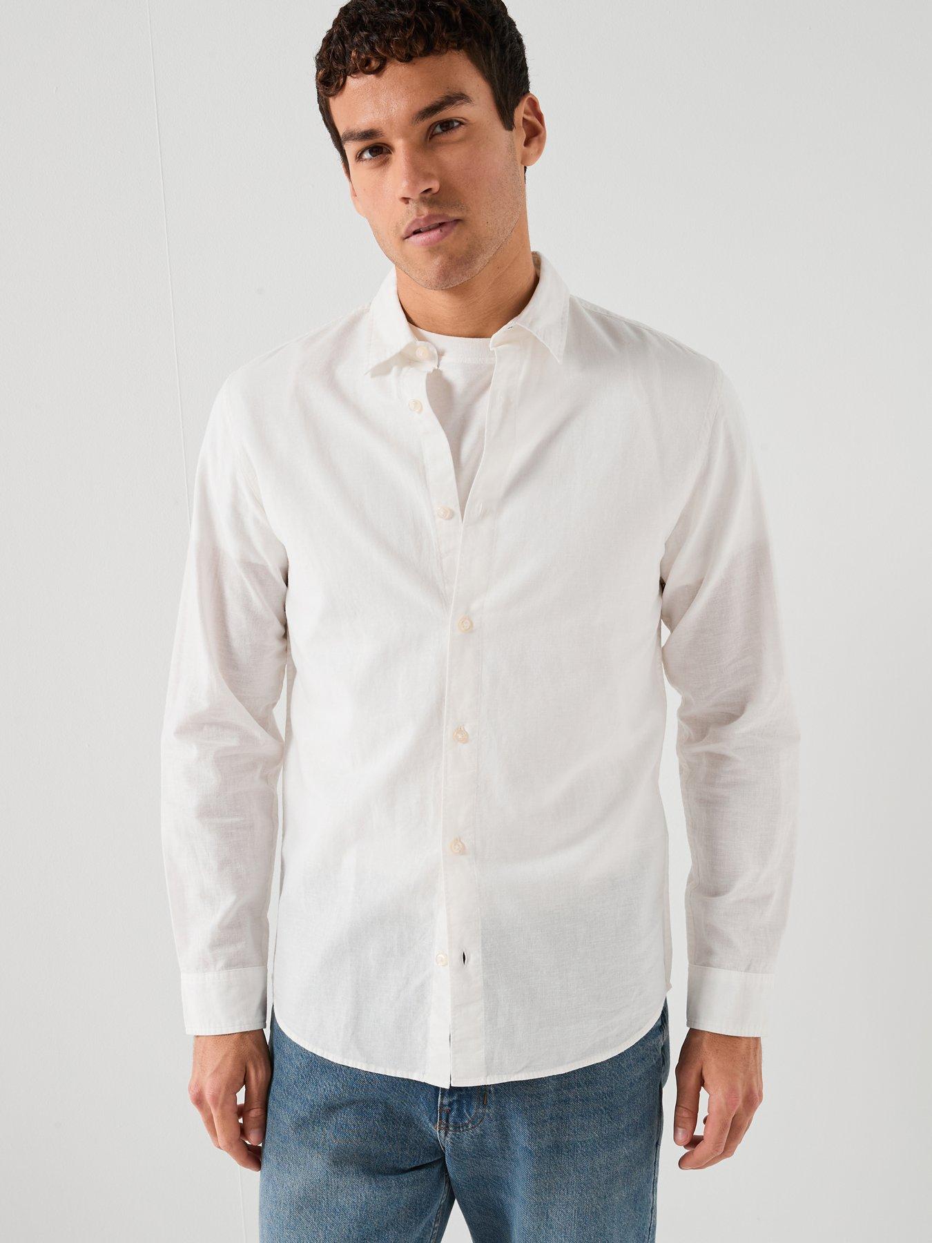 Jack & Jones Breeze Linen Blend Long Sleeve Shirt - White