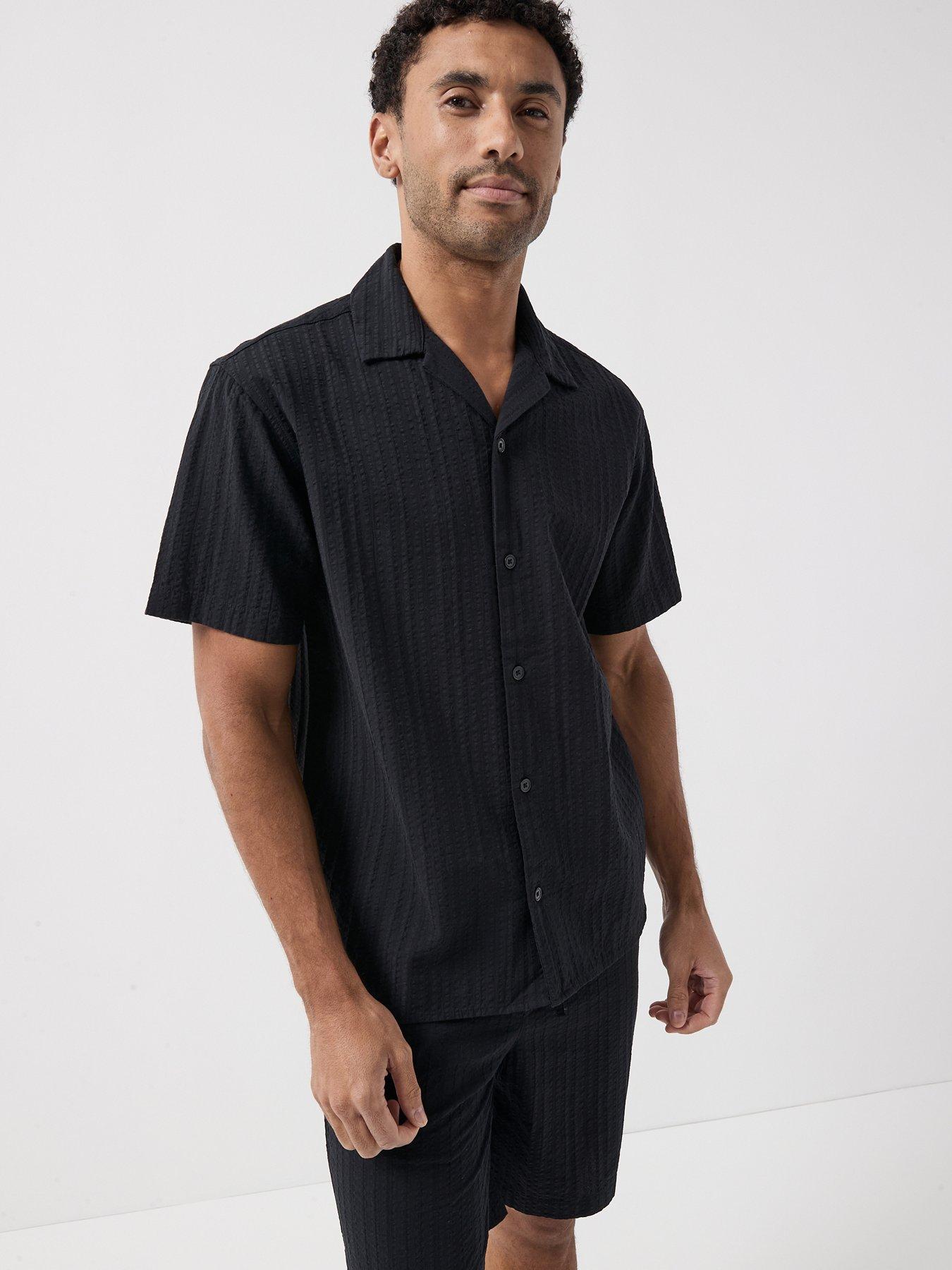 Jack & Jones Tyson Textured Resort Short Sleeve Shirt - Black