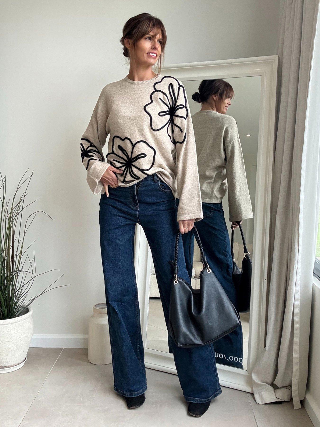  image of style-cheat-floral-knit-top-beige