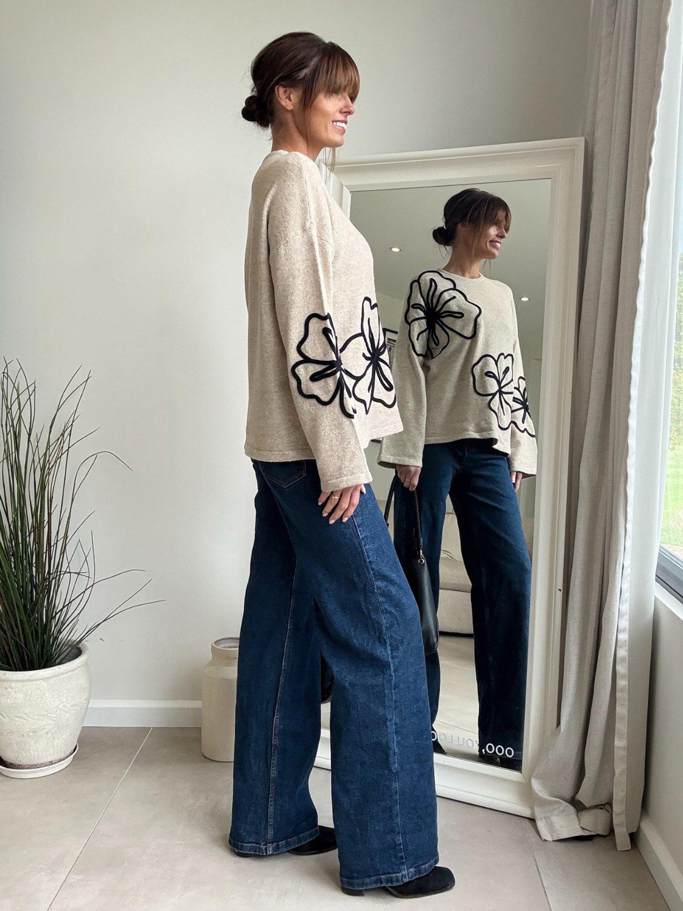  image of style-cheat-floral-knit-top-beige