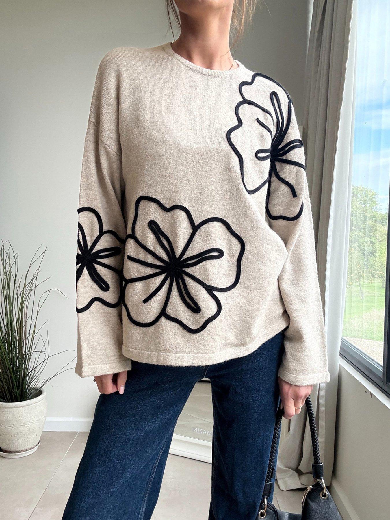  image of style-cheat-floral-knit-top-beige
