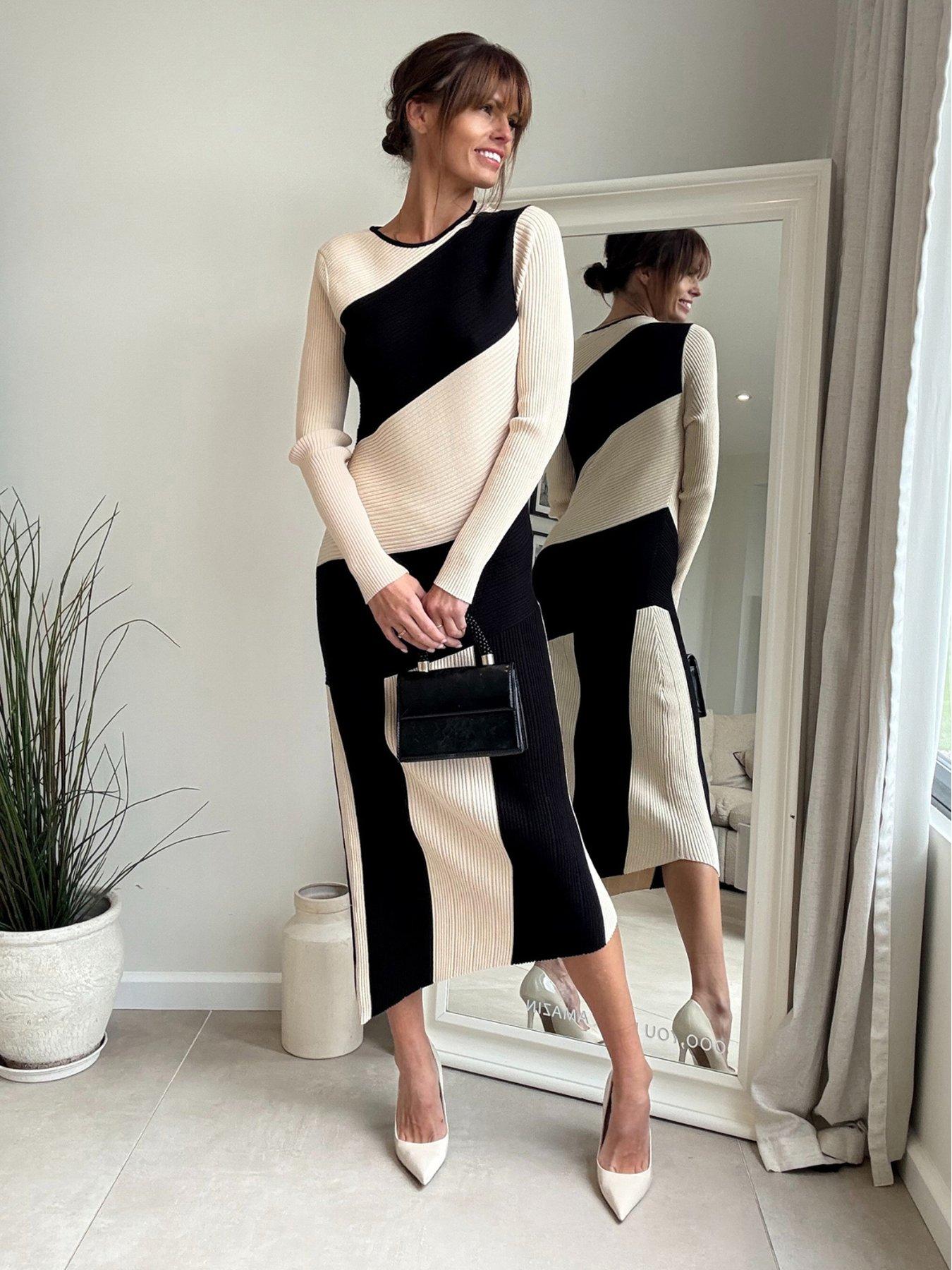 Style Cheat Mono Abstract Knit Dress - Multi