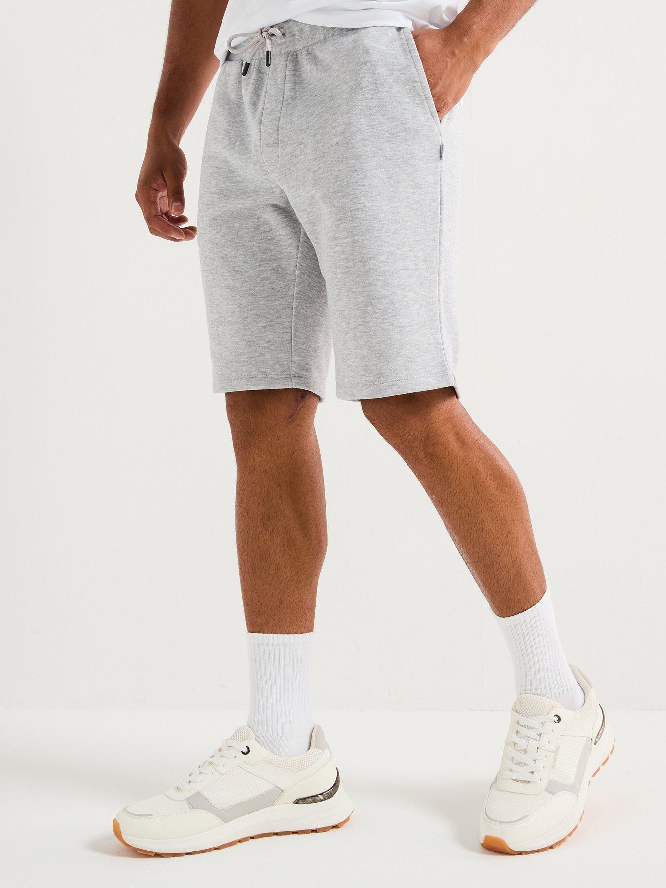  image of jack-jones-bradley-mid-length-sweat-shorts-light-grey