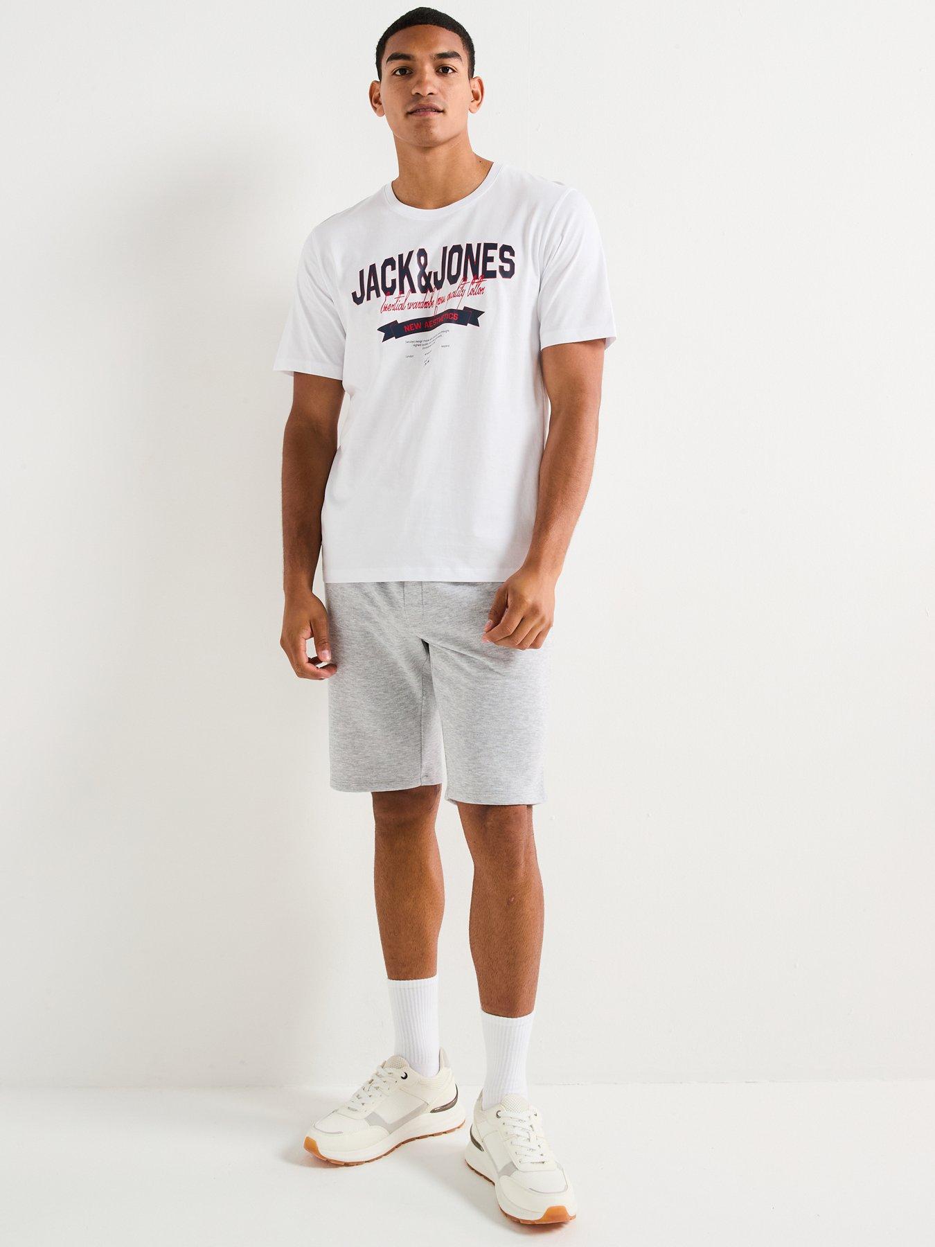  image of jack-jones-bradley-mid-length-sweat-shorts-light-grey