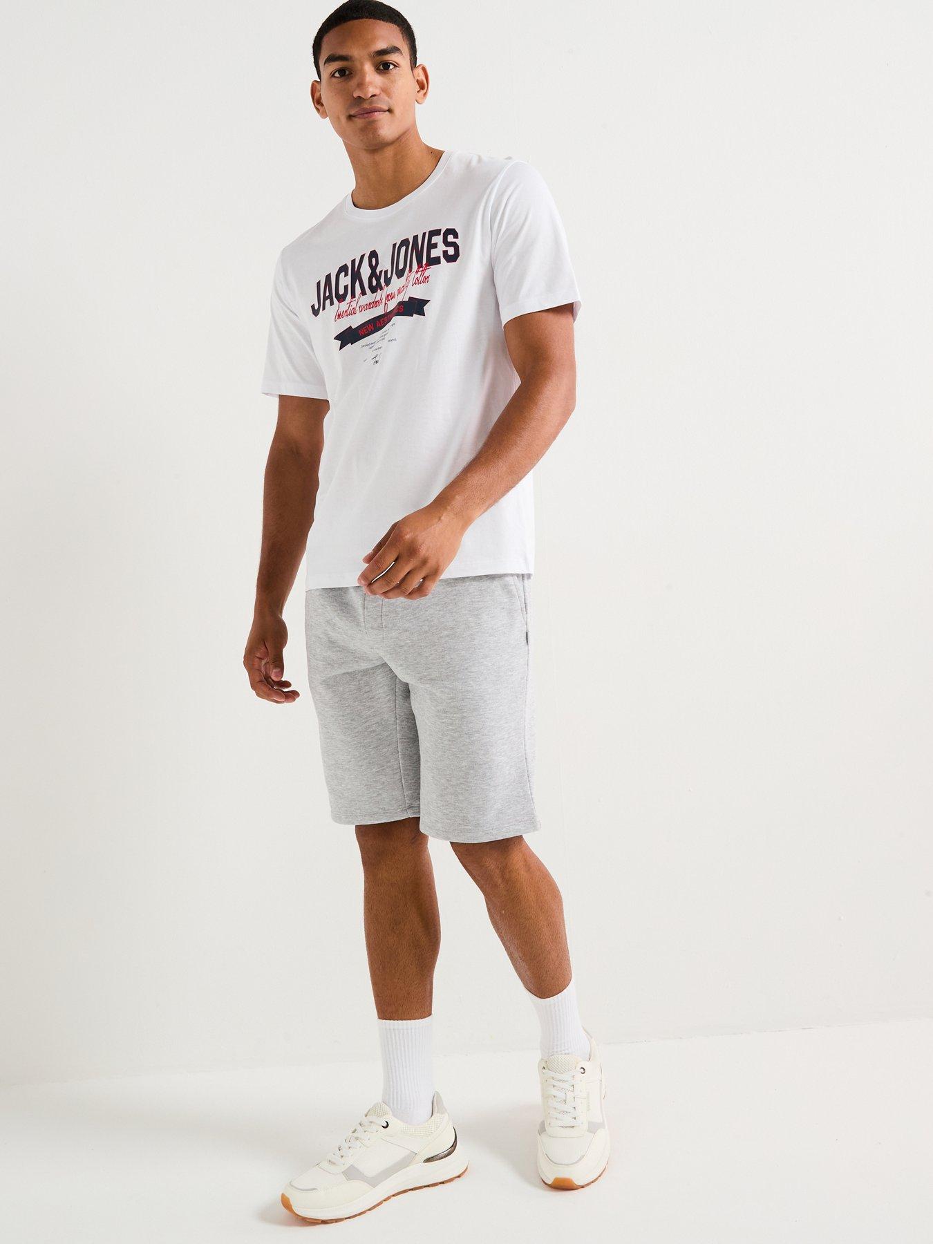  image of jack-jones-bradley-mid-length-sweat-shorts-light-grey