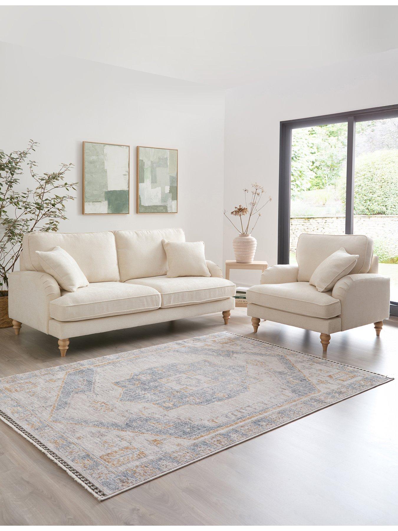  image of michelle-keegan-home-hepburn-3-seater-fabric-sofa-nbsparmchair-buy-amp-save