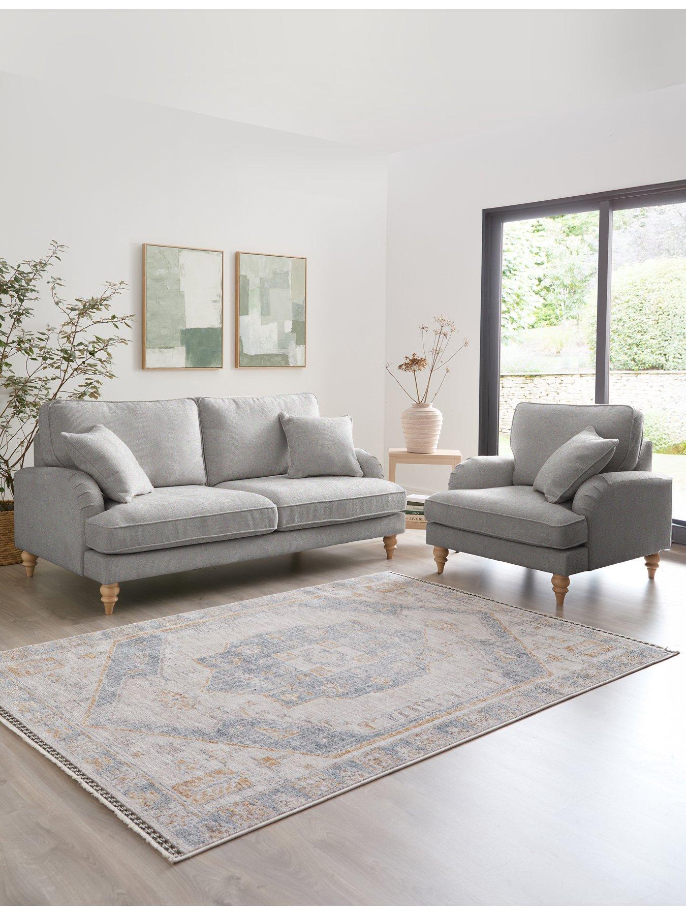 Michelle Keegan Home Hepburn 3 Seater Fabric Sofa + Armchair (Buy  &  SAVE!) - FSC® Certified