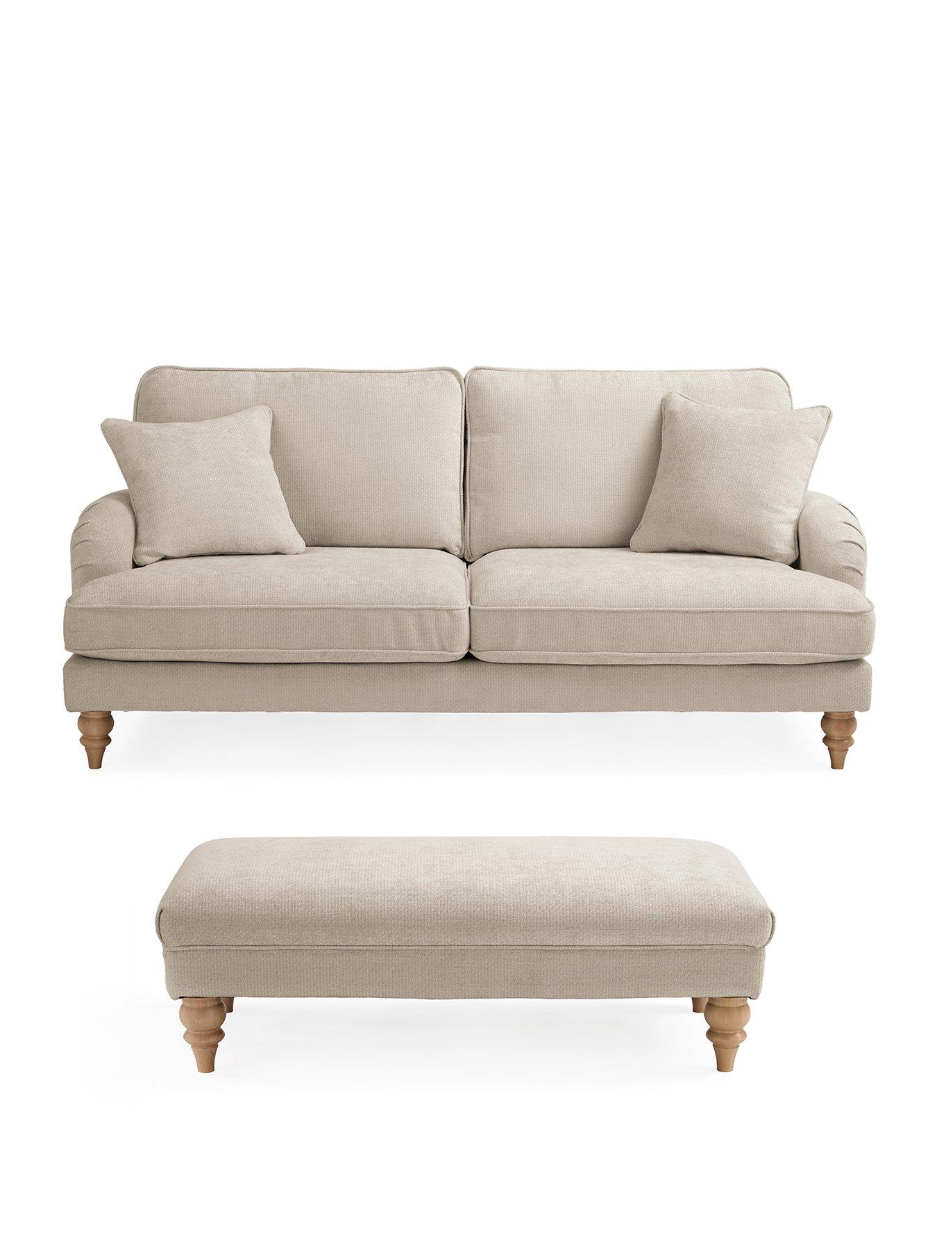  image of michelle-keegan-home-hepburn-3-seater-fabric-sofa-footstoolnbspbuy-amp-save