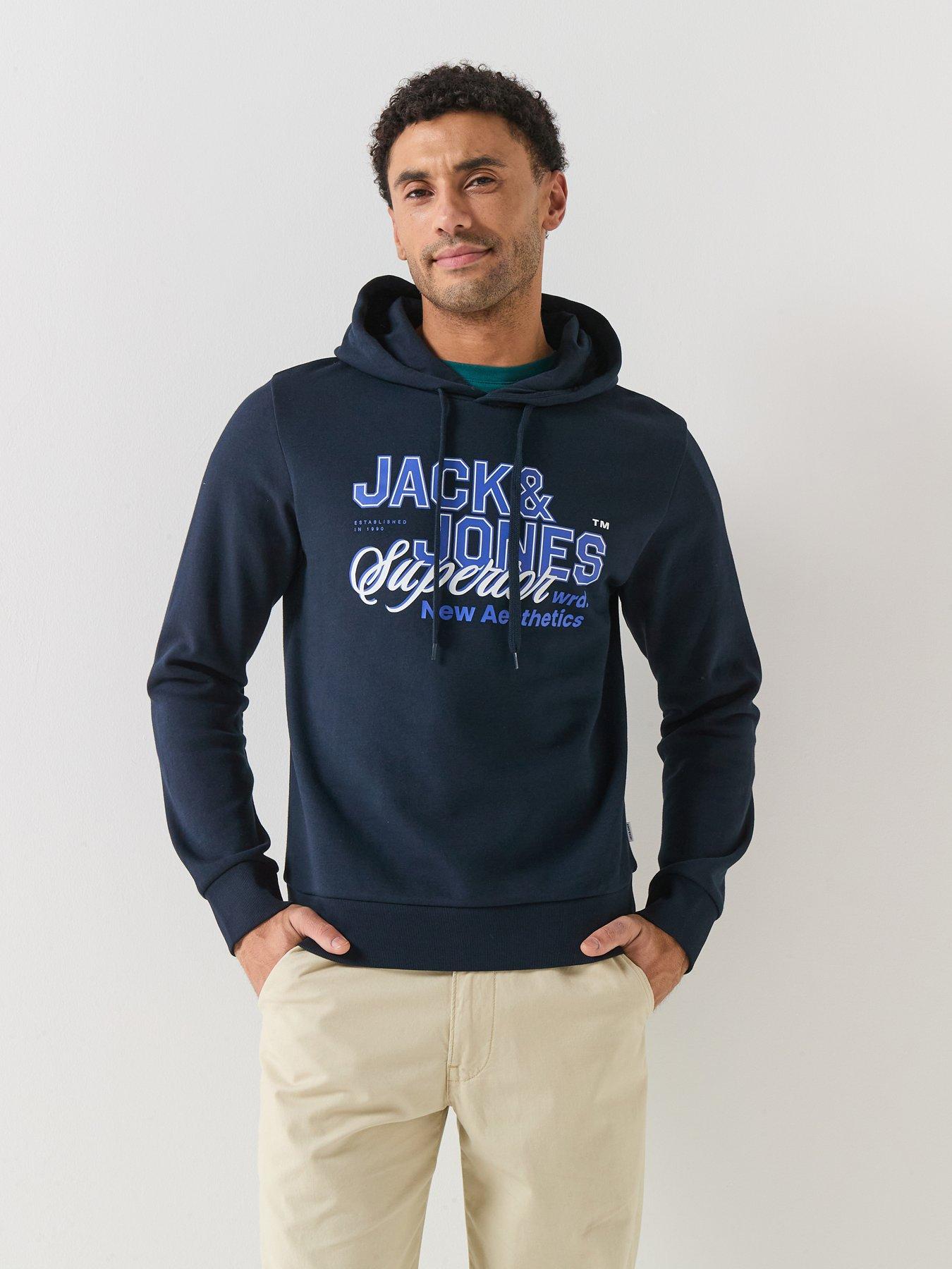Jack & Jones Logo Print Hoodie - Navy