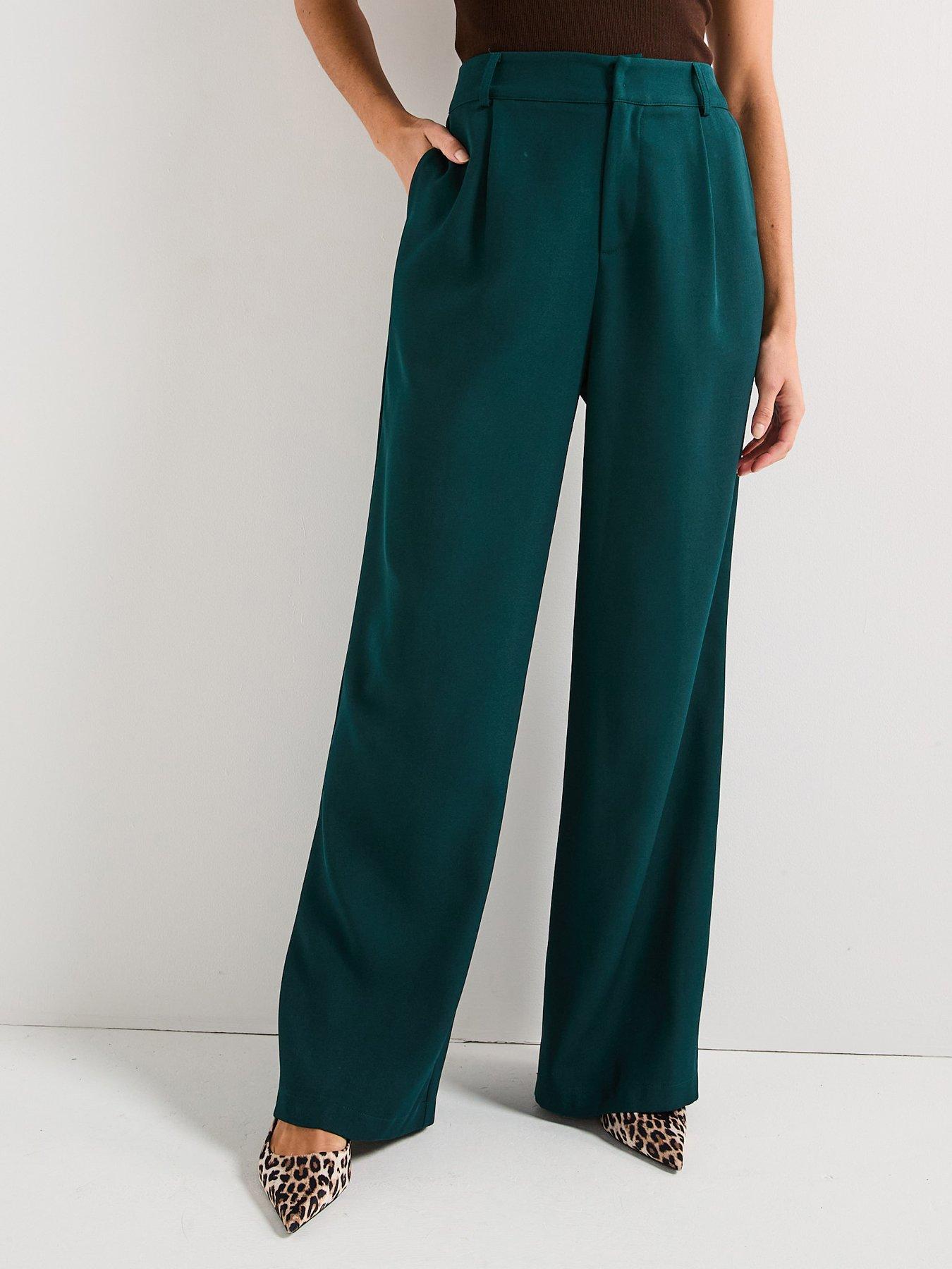 Style Cheat Tailored Wide Leg Trouser Co-ord - Green