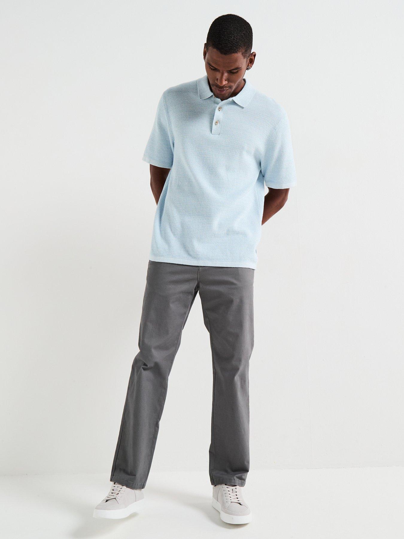 image of jack-jones-george-knitted-polo-top-chambray-blue