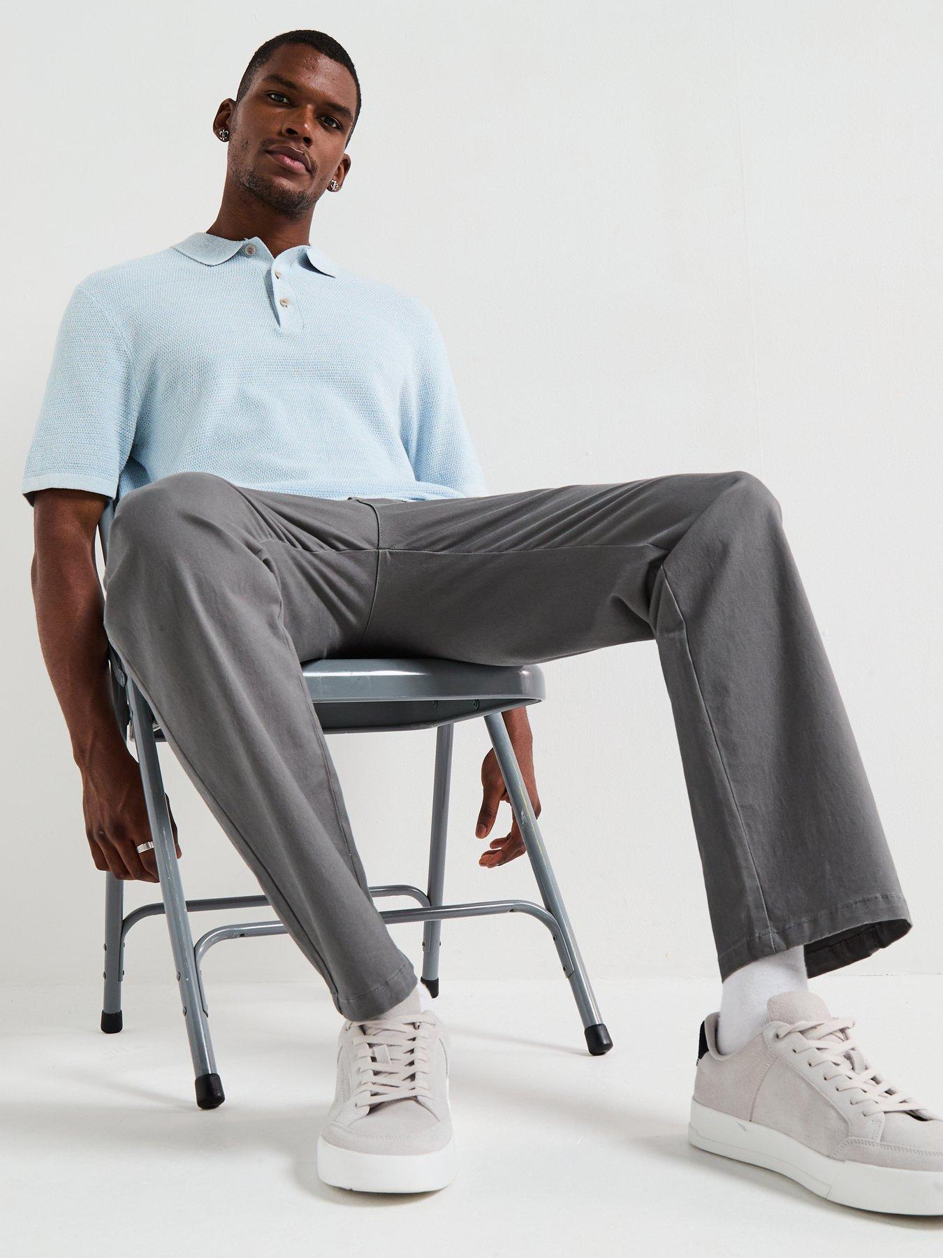  image of jack-jones-george-knitted-polo-top-chambray-blue