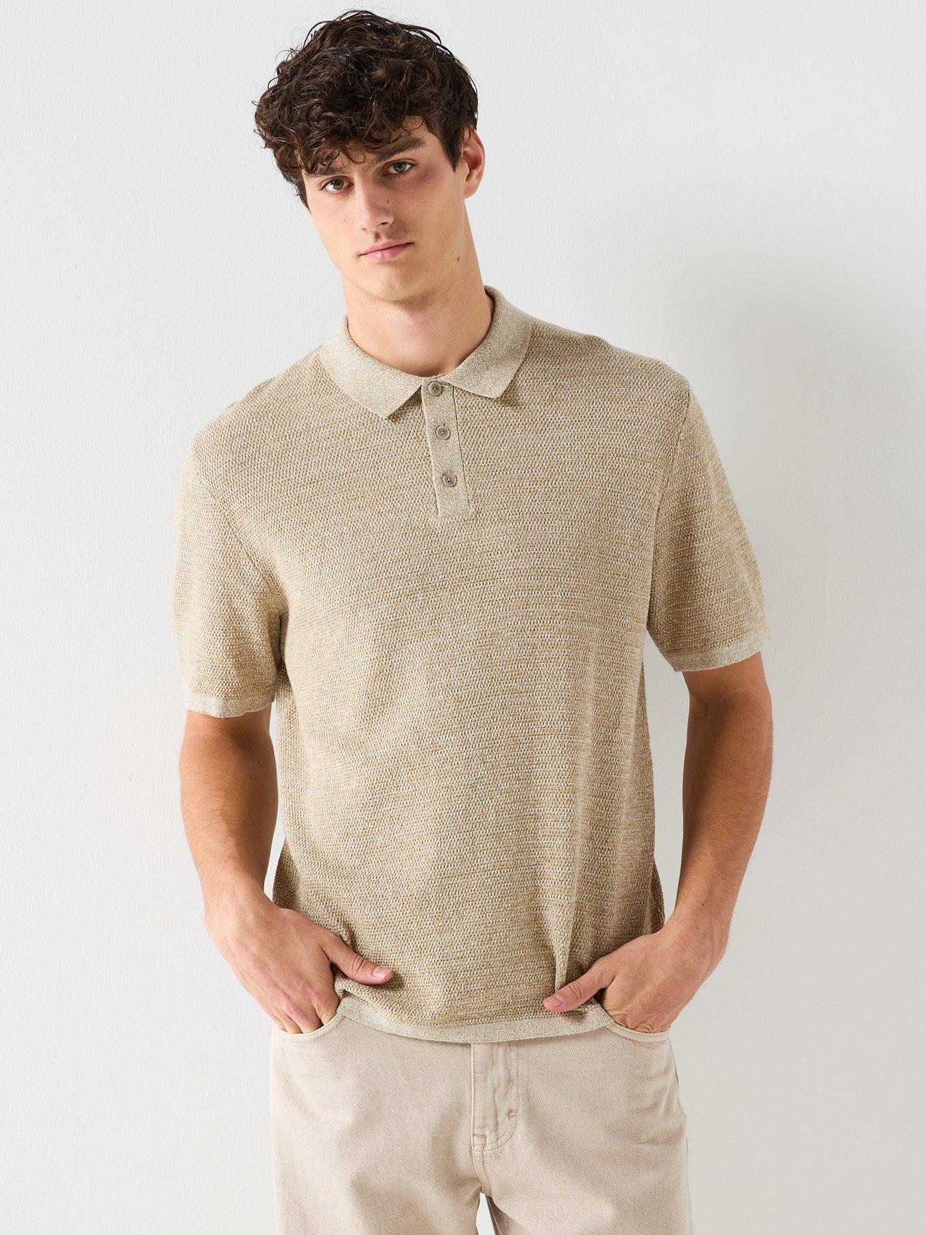  image of jack-jones-george-knitted-polo-top-light-brown