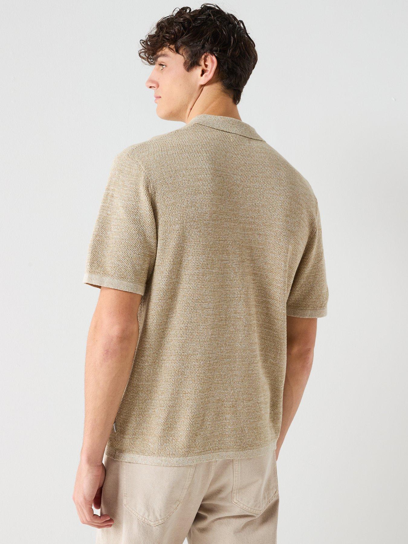  image of jack-jones-george-knitted-polo-top-light-brown