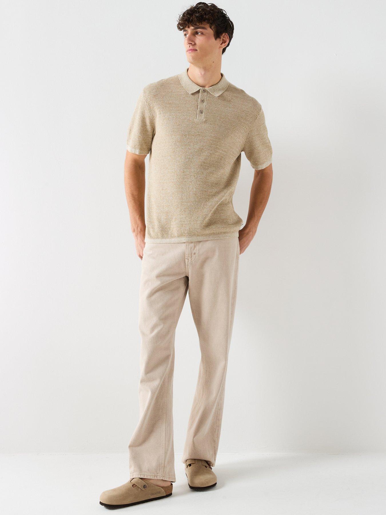  image of jack-jones-george-knitted-polo-top-light-brown