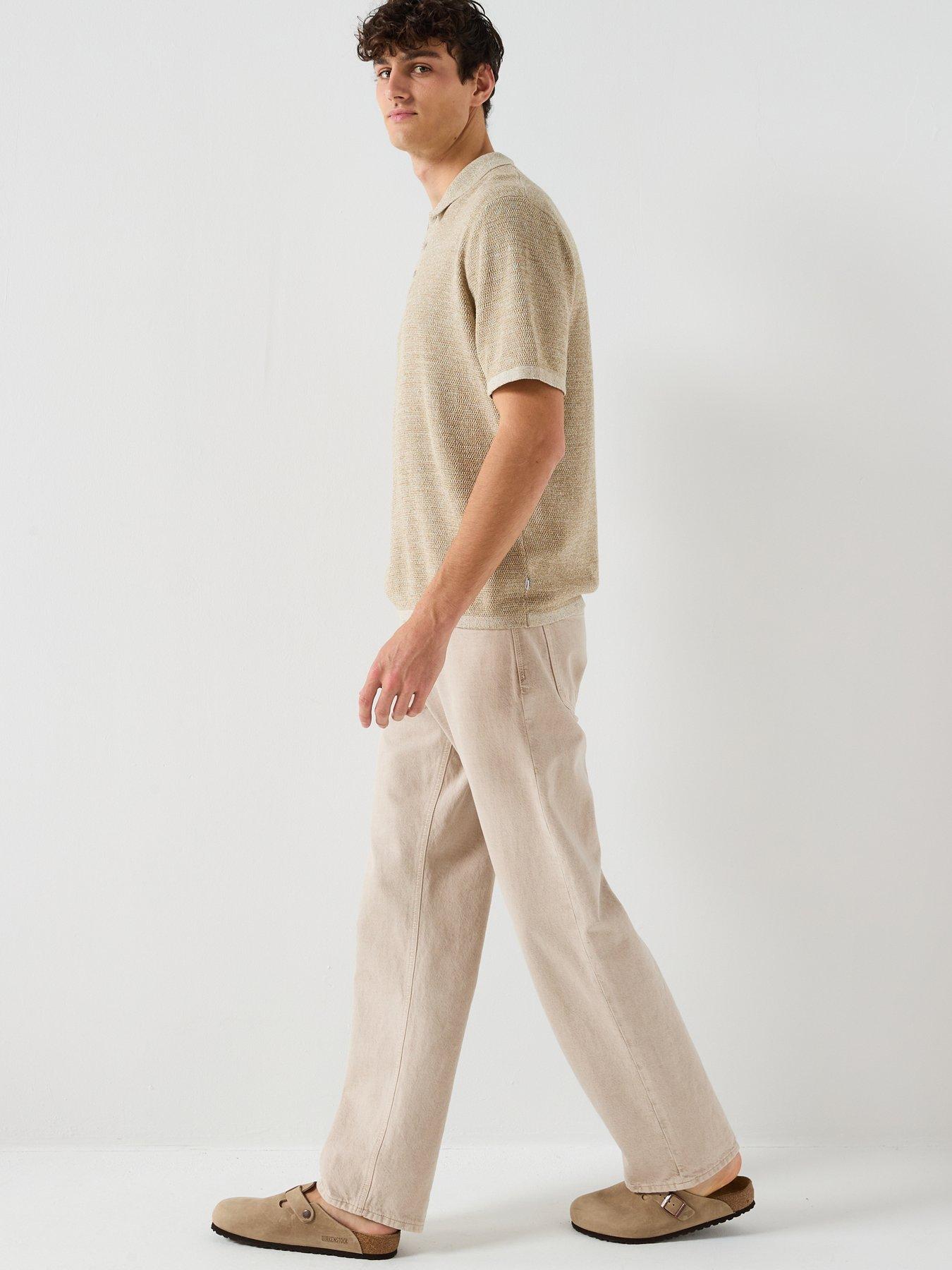  image of jack-jones-george-knitted-polo-top-light-brown