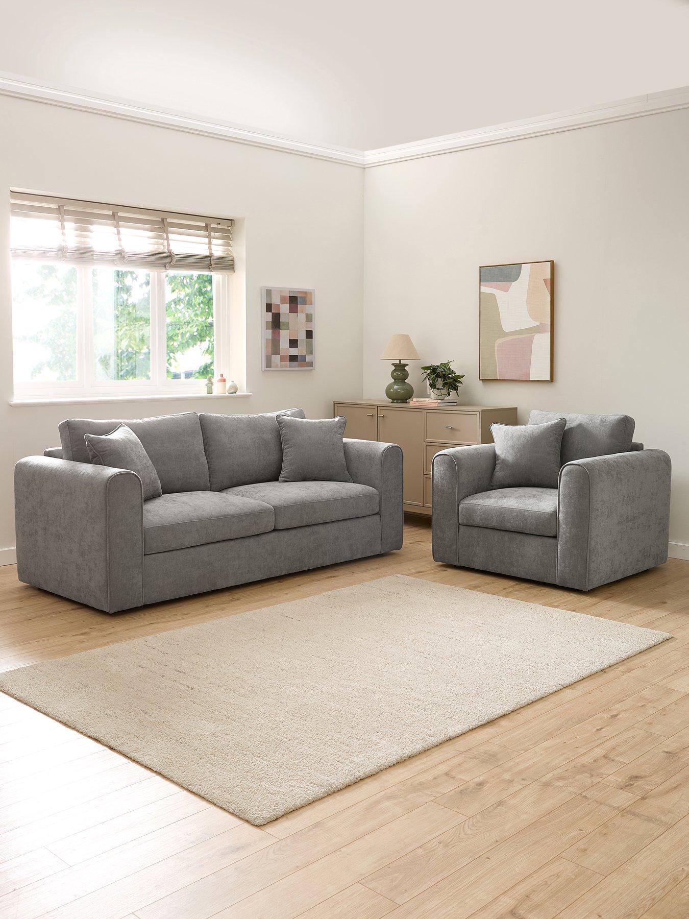 The Very Collection Nylah Fabric 3 Seater Sofa + Armchair (Buy  &  SAVE!) - FSC® Certified
