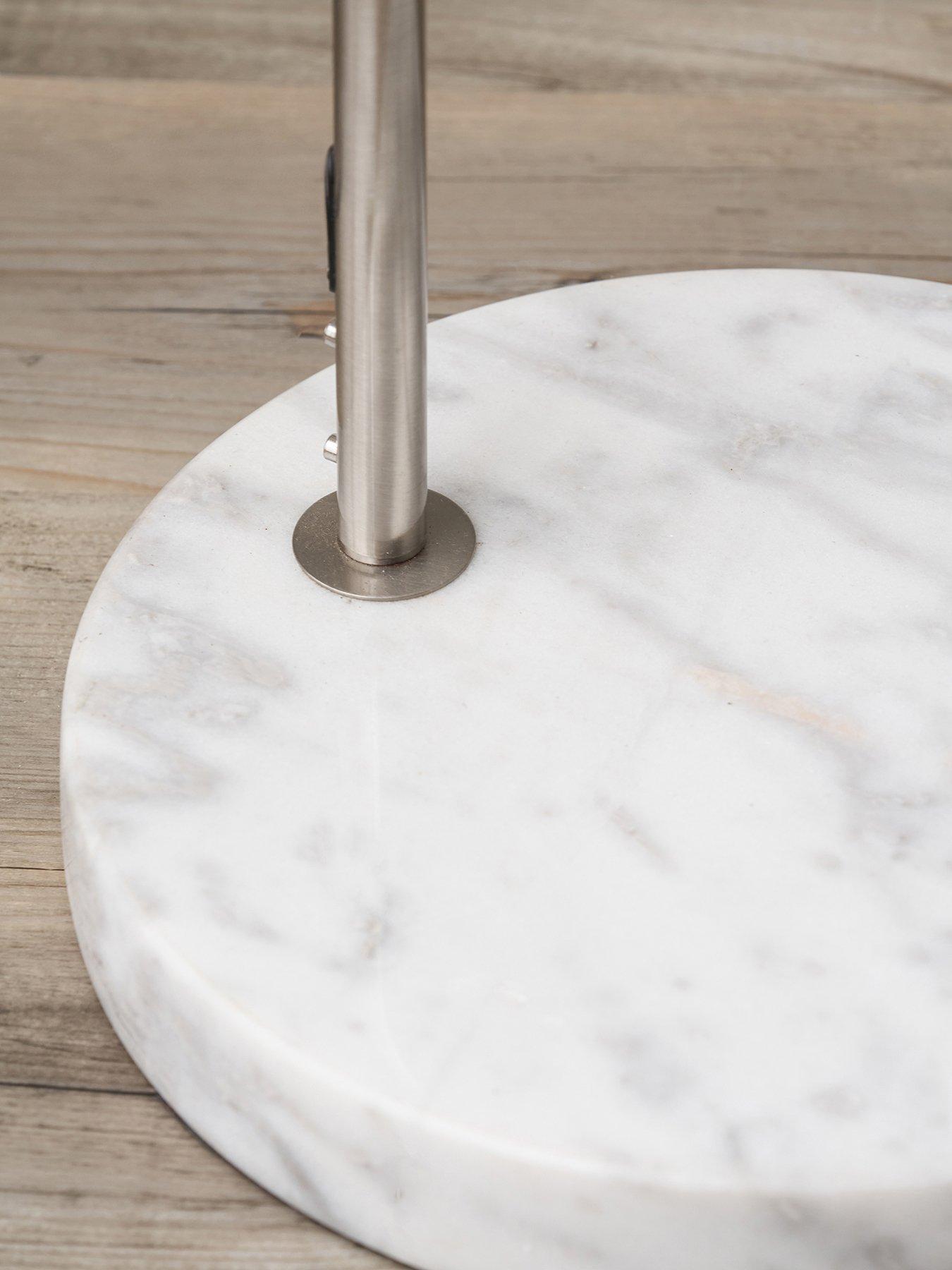 Image 4 of 7 of Pacific Lifestyle Feliciani Brushed Silver Metal and White Marble Floor Lamp