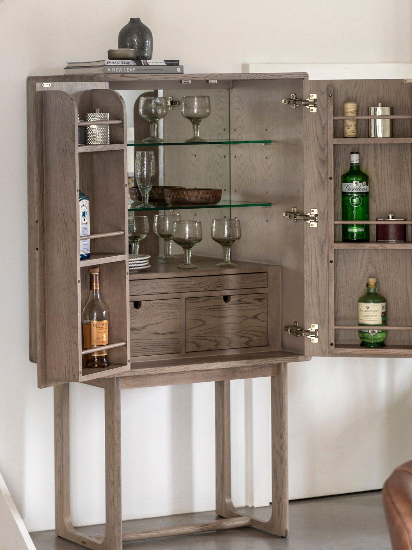 undefined Craft Cocktail Storage Cabinet - Smoked Oak