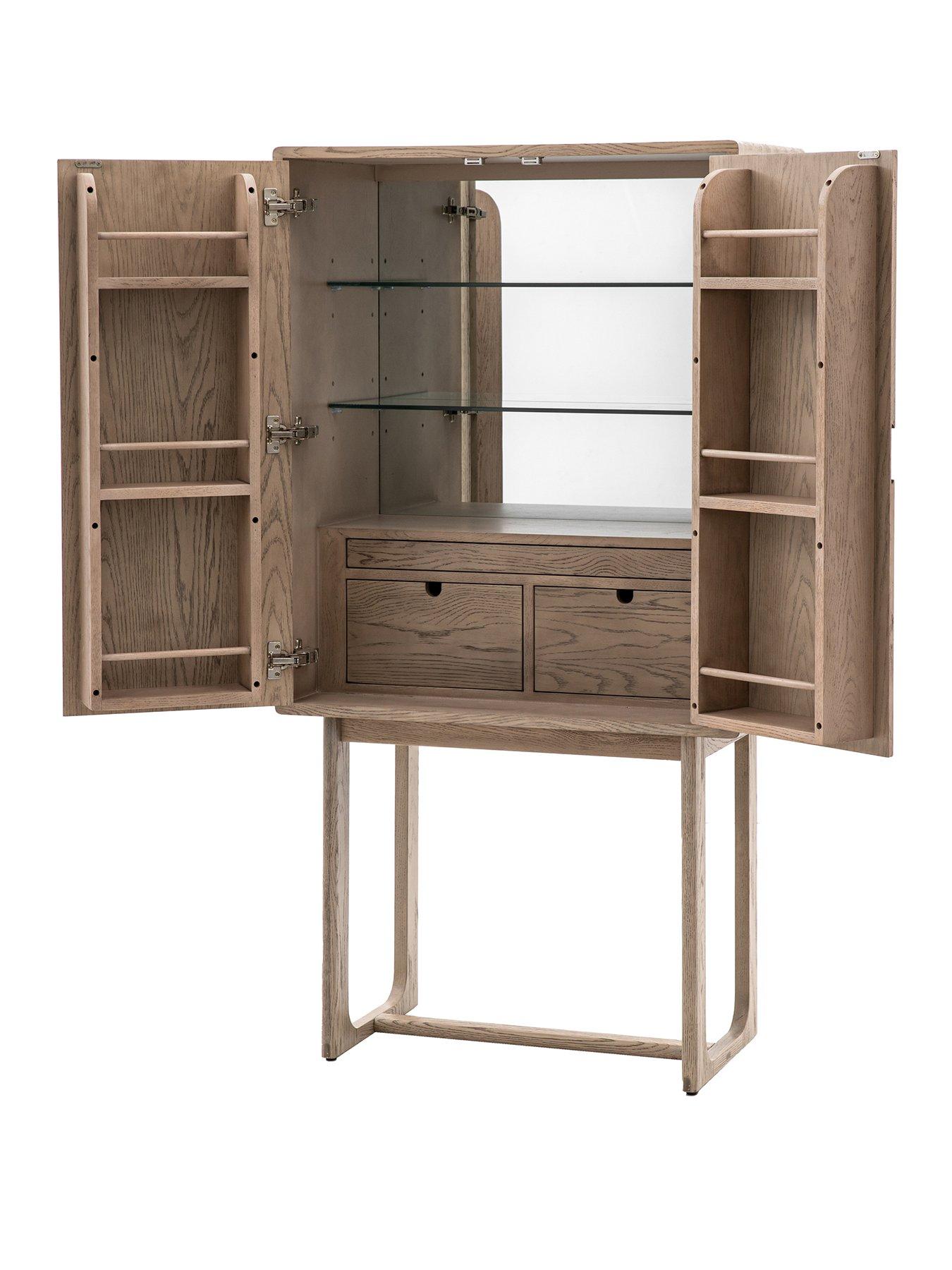 Image 2 of 6 of Gallery Direct Craft Cocktail Storage Cabinet - Smoked Oak