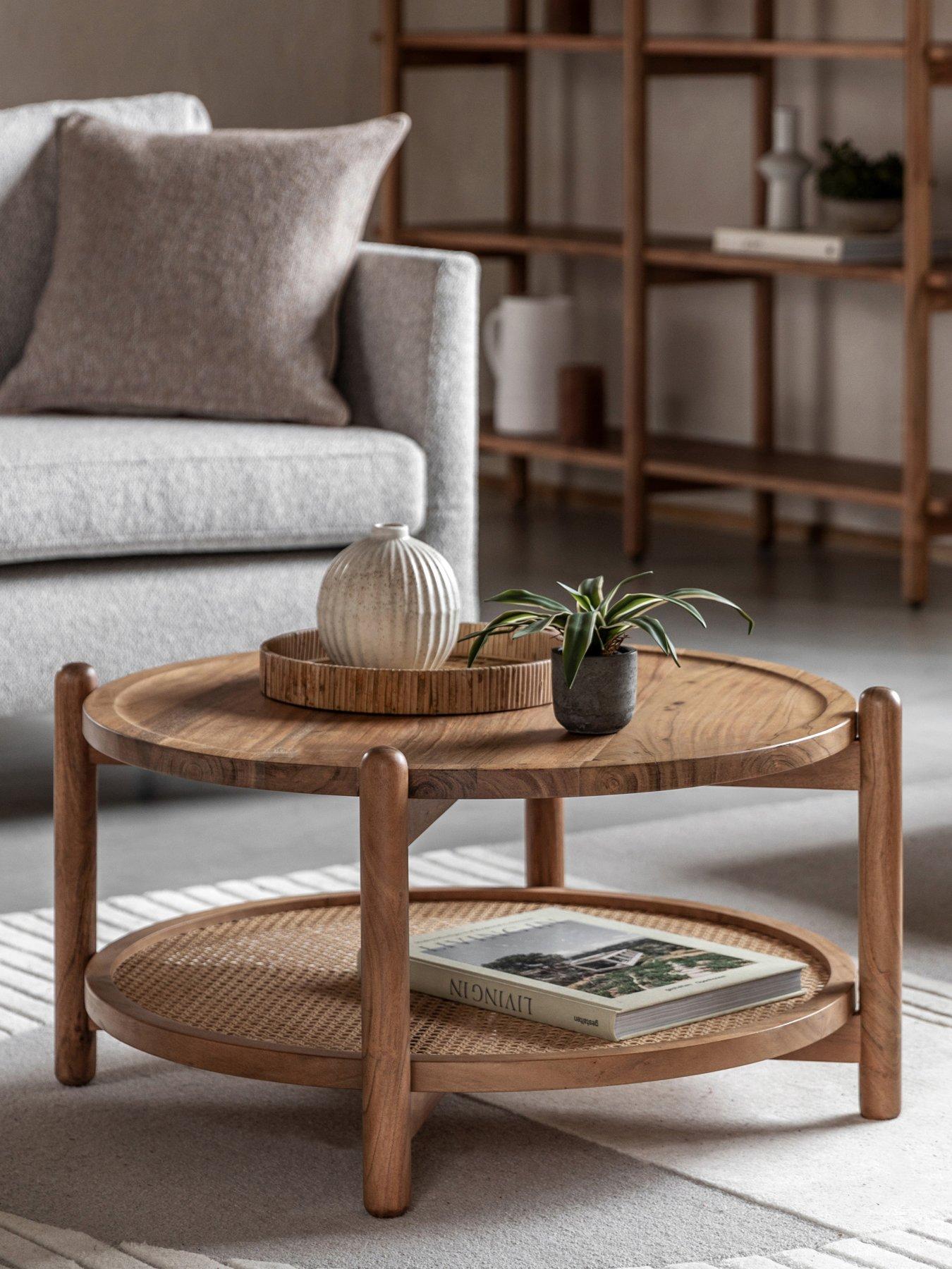 undefined Cannes Solid Acacia Wood & Rattan Coffee Table