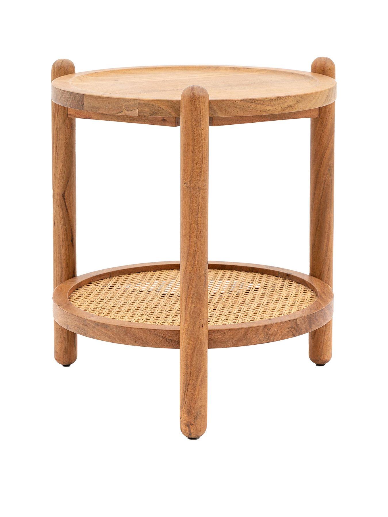 Image 2 of 7 of Gallery Direct Cannes Solid Acacia Wood & Rattan  Side Table