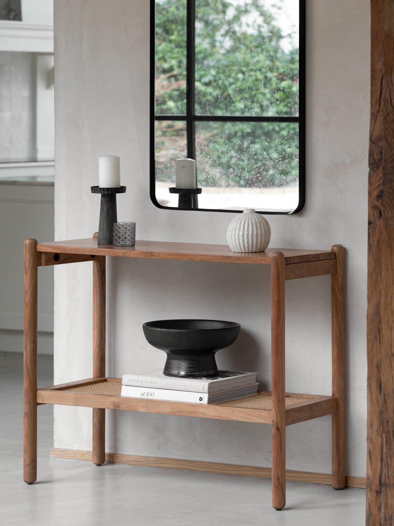 undefined Cannes Solid Acacia Wood & Rattan  Console Table