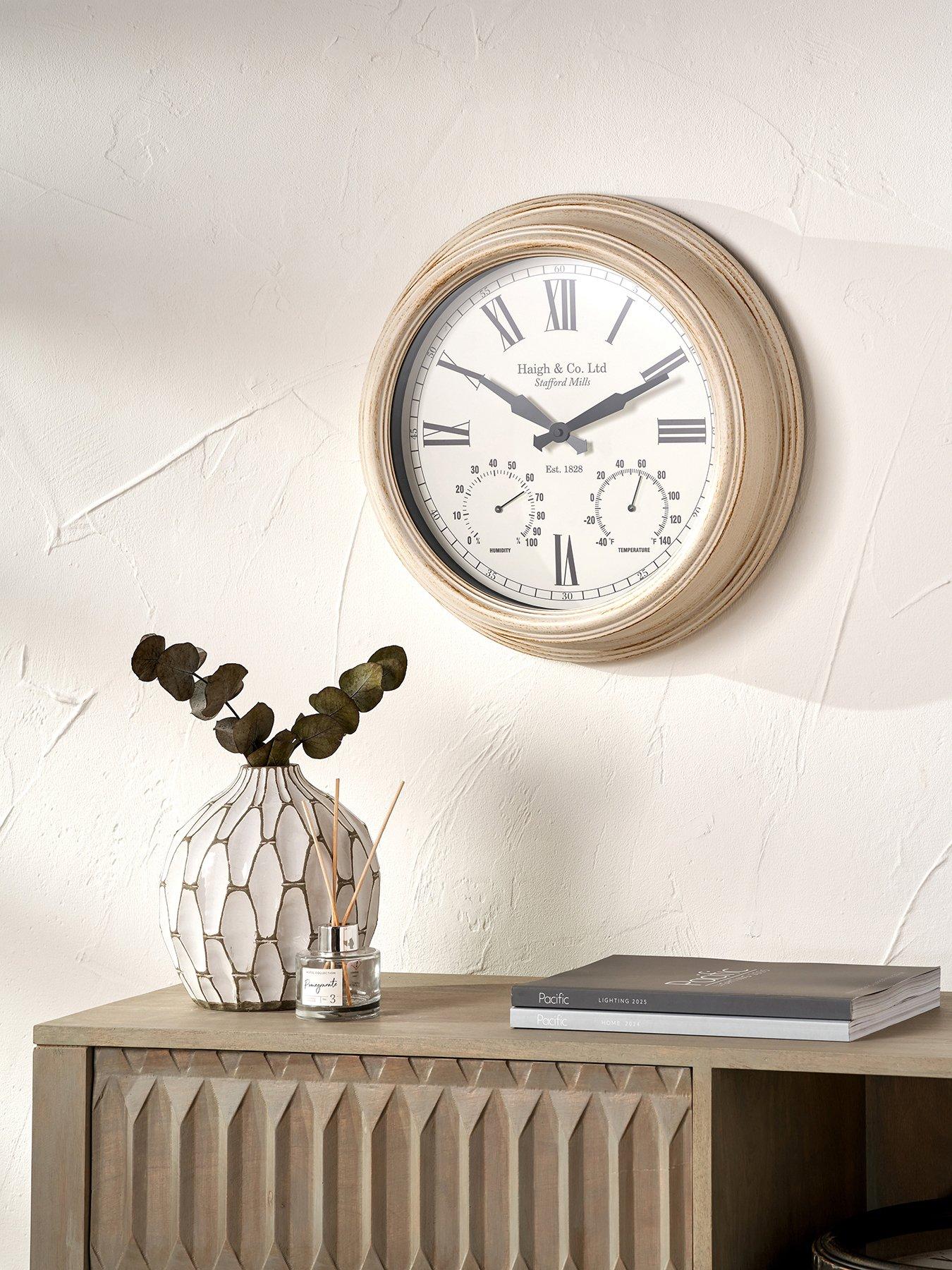 Pacific Lifestyle Antique Effect Gold Brushed Cream Indoor Outdoor Wall Clock