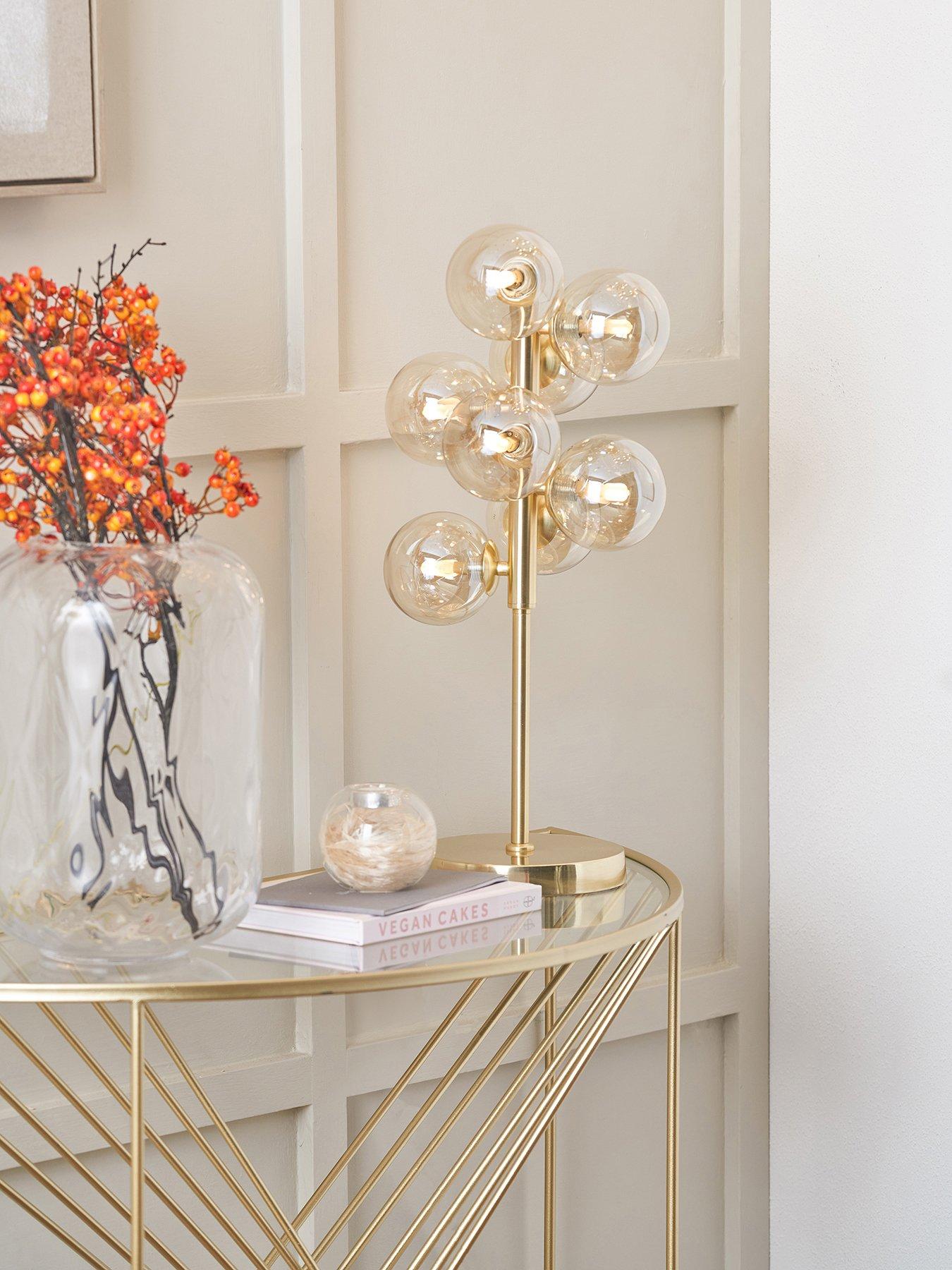undefined Vecchio Lustre Glass Orb and Gold Metal Table Lamp
