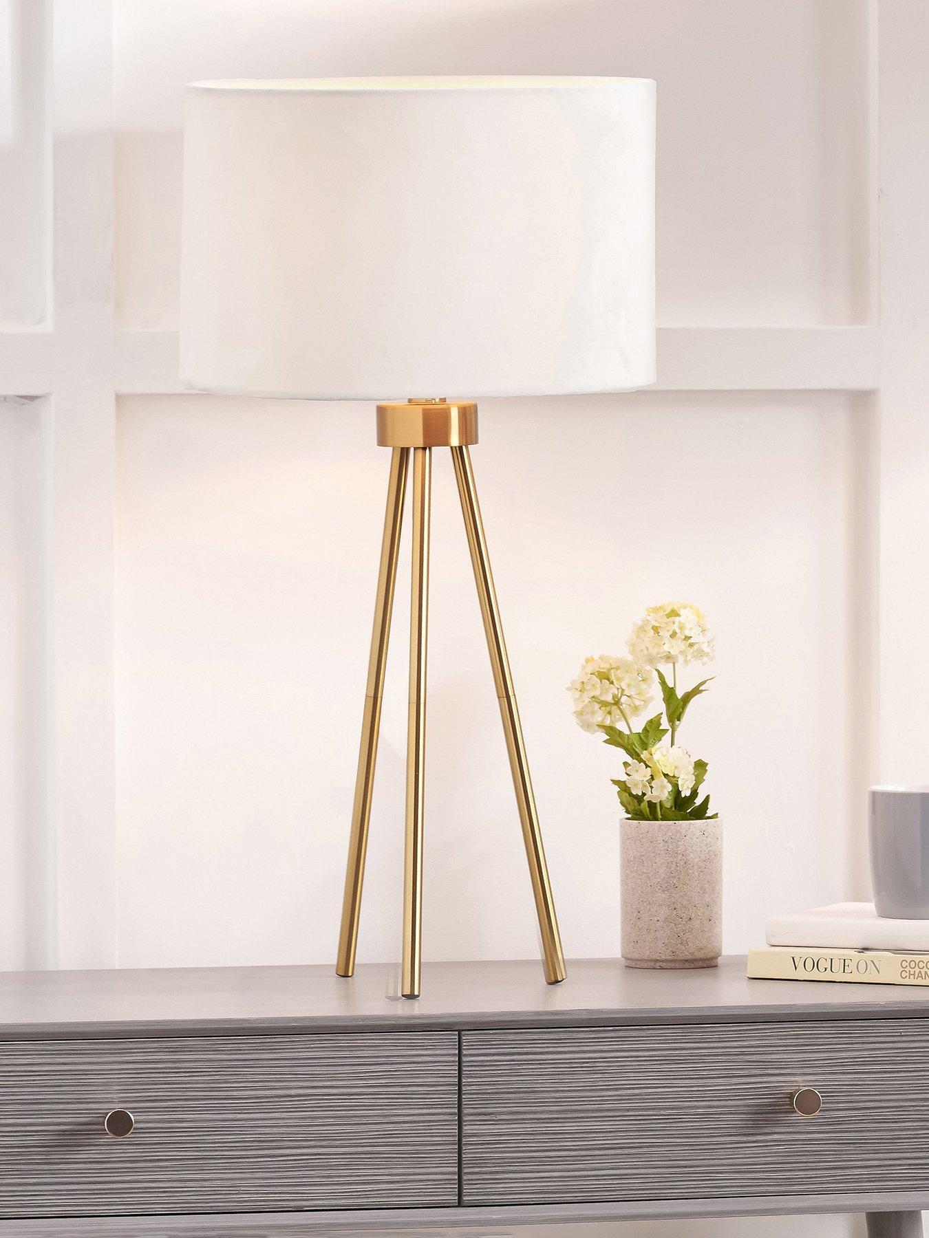 undefined Houston Brushed Brass Metal Tripod Table Lamp