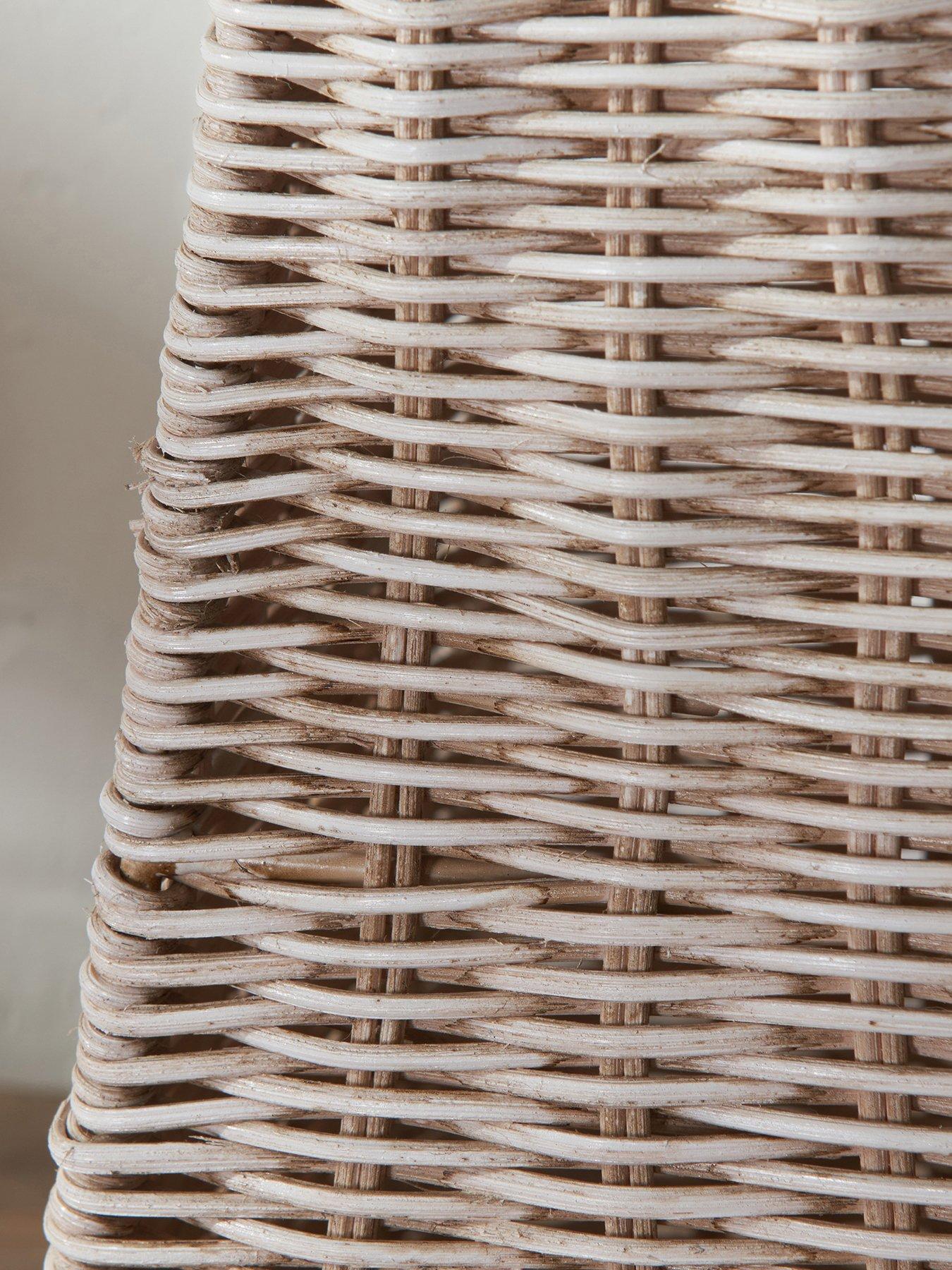 Image 4 of 6 of Pacific Lifestyle Seacomb Rattan Pyramid Table Lamp Base with Pyramid 35cm Cream Cotton Tapered Square Lampshade