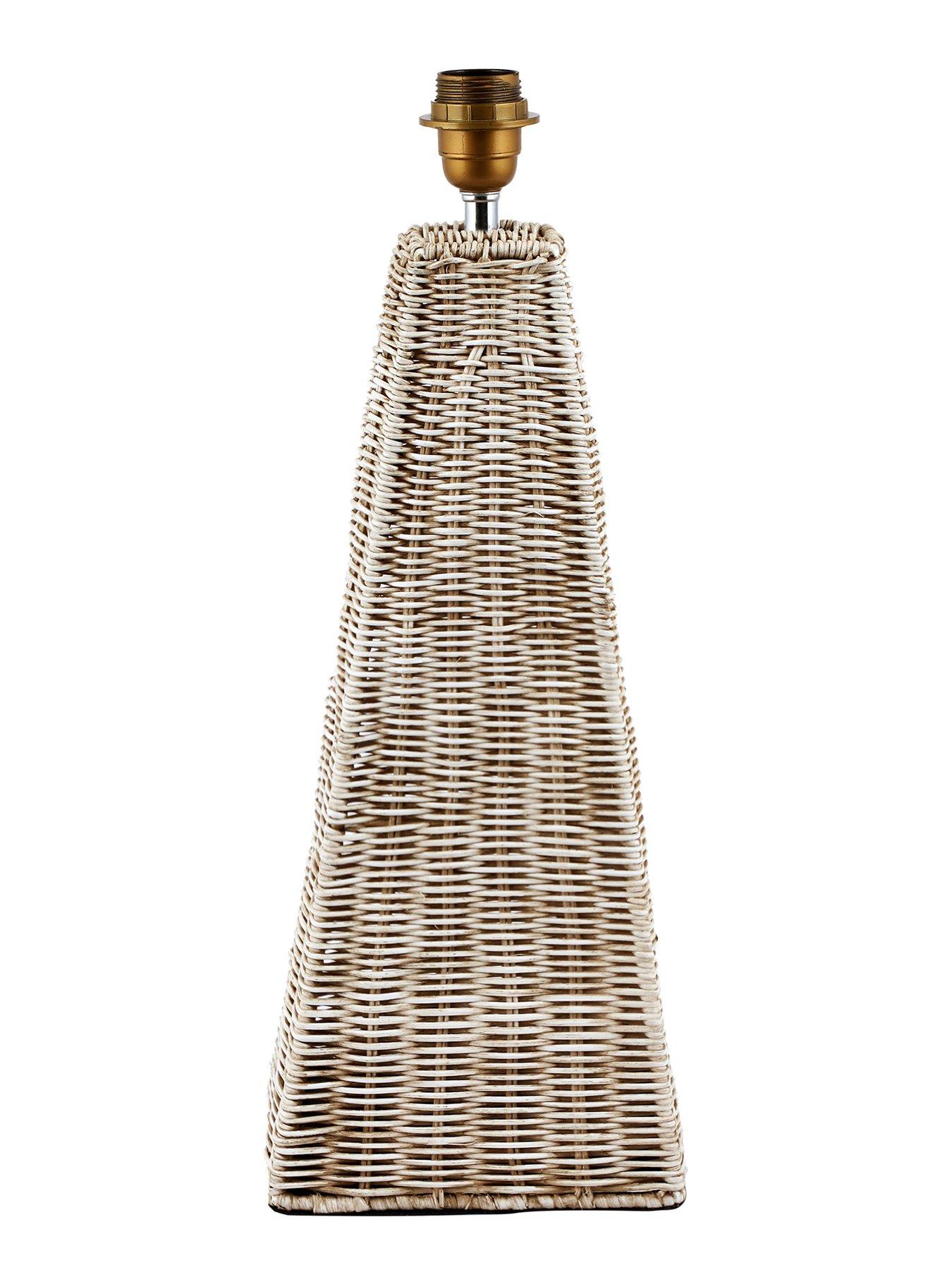 Image 6 of 6 of Pacific Lifestyle Seacomb Rattan Pyramid Table Lamp Base with Pyramid 35cm Cream Cotton Tapered Square Lampshade