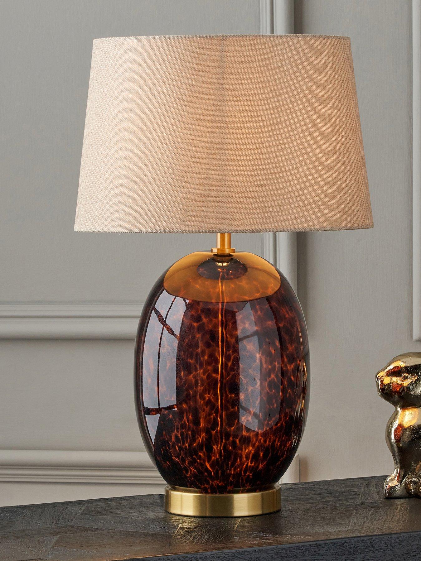 Image 1 of 7 of Pacific Lifestyle Lucien Tortoiseshell Glass Tall Table Lamp
