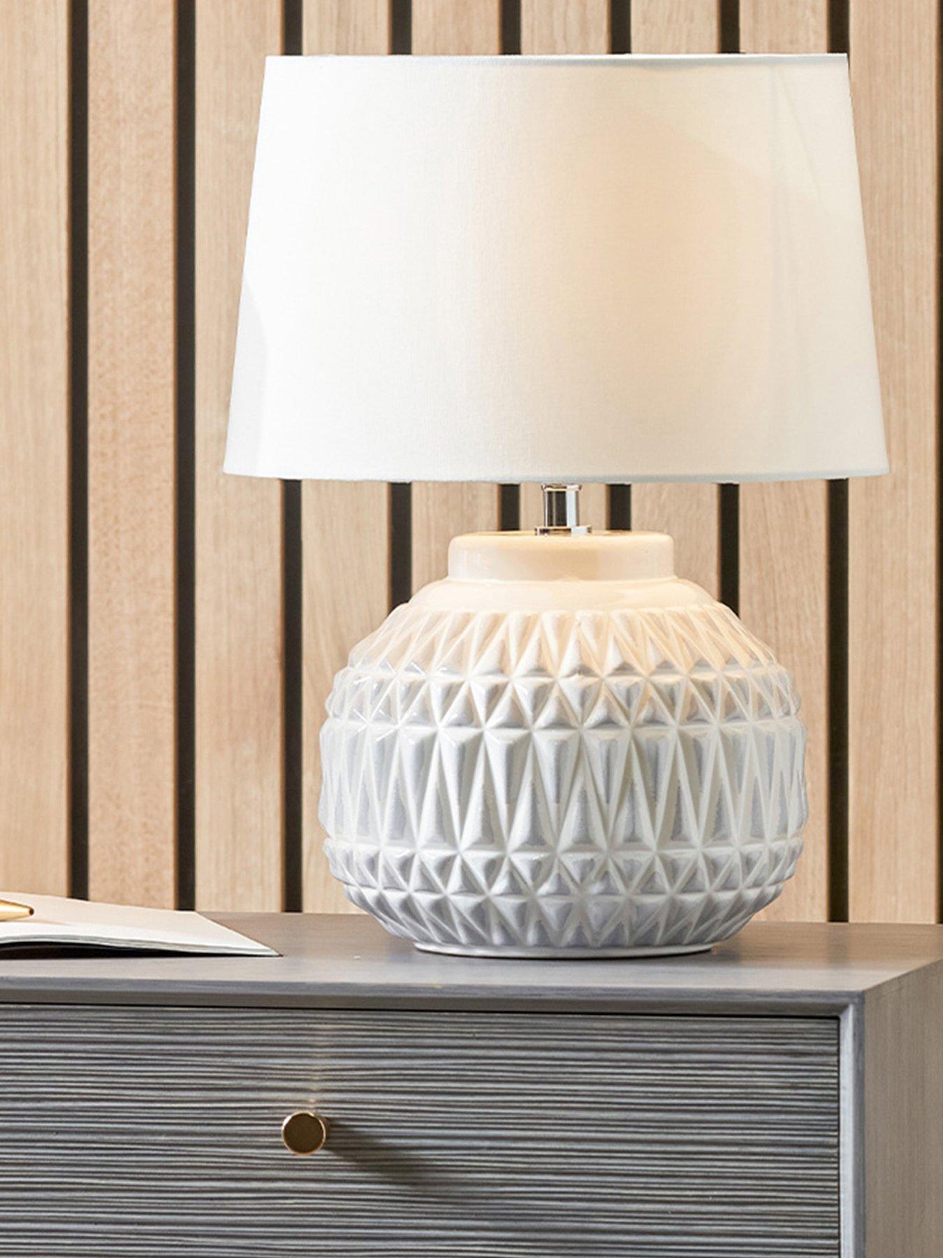 Pacific Lifestyle Anneli Warm White Aztec Texture Ceramic Table Lamp