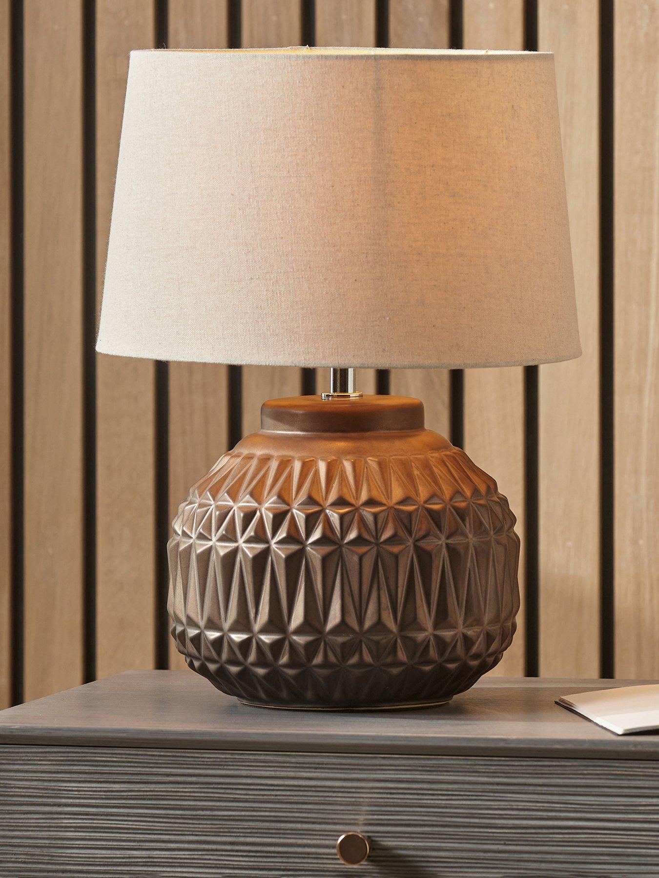 undefined Anneli Bronze Aztec Texture Ceramic Table Lamp