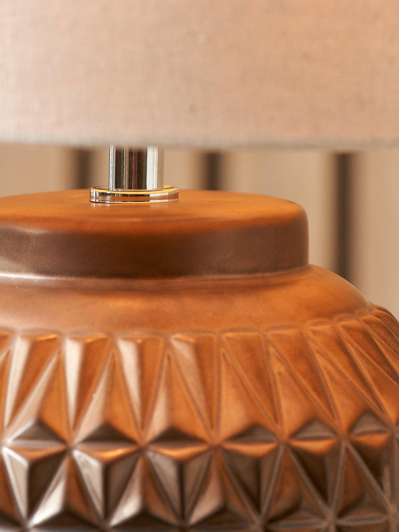 Image 5 of 6 of Pacific Lifestyle Anneli Bronze Aztec Texture Ceramic Table Lamp