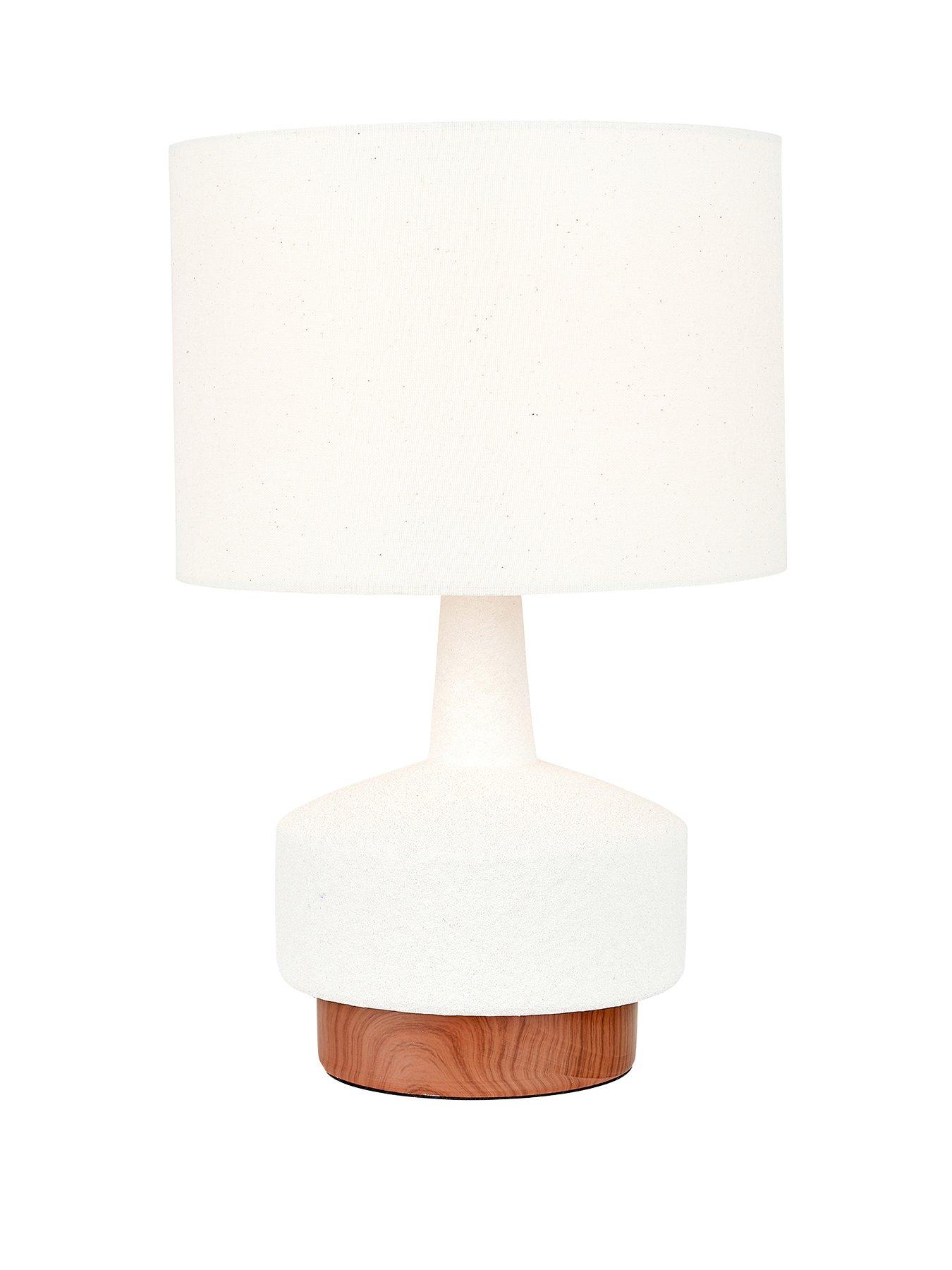 Image 2 of 5 of Pacific Lifestyle Elio White and Wood Effect Textured Ceramic Table Lamp