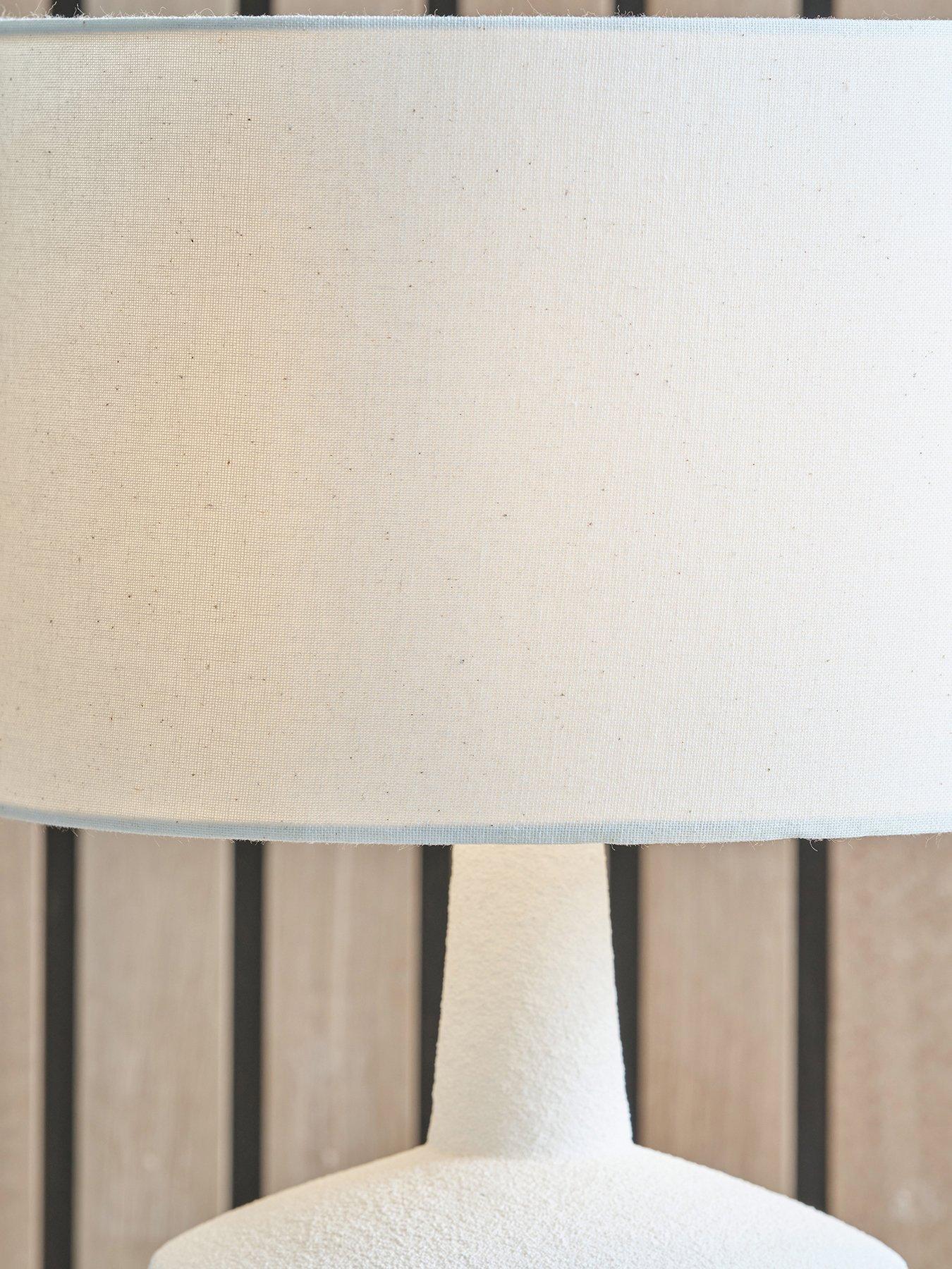 Image 4 of 5 of Pacific Lifestyle Elio White and Wood Effect Textured Ceramic Table Lamp