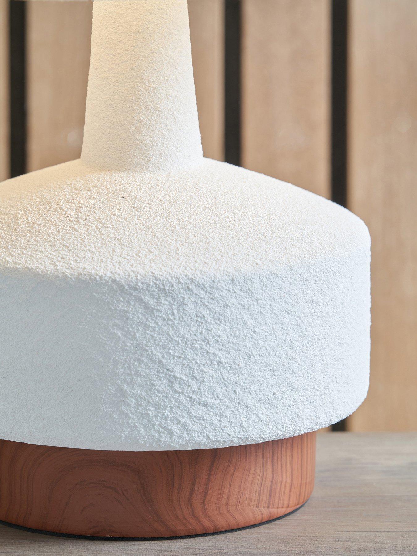 Image 5 of 5 of Pacific Lifestyle Elio White and Wood Effect Textured Ceramic Table Lamp