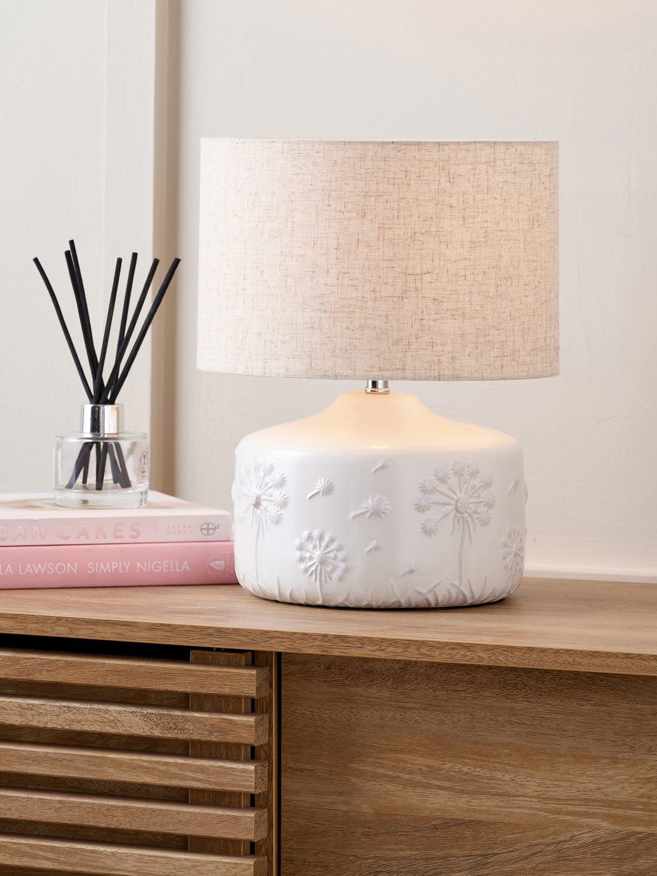 undefined Flora White Small Floral Ceramic Table Lamp