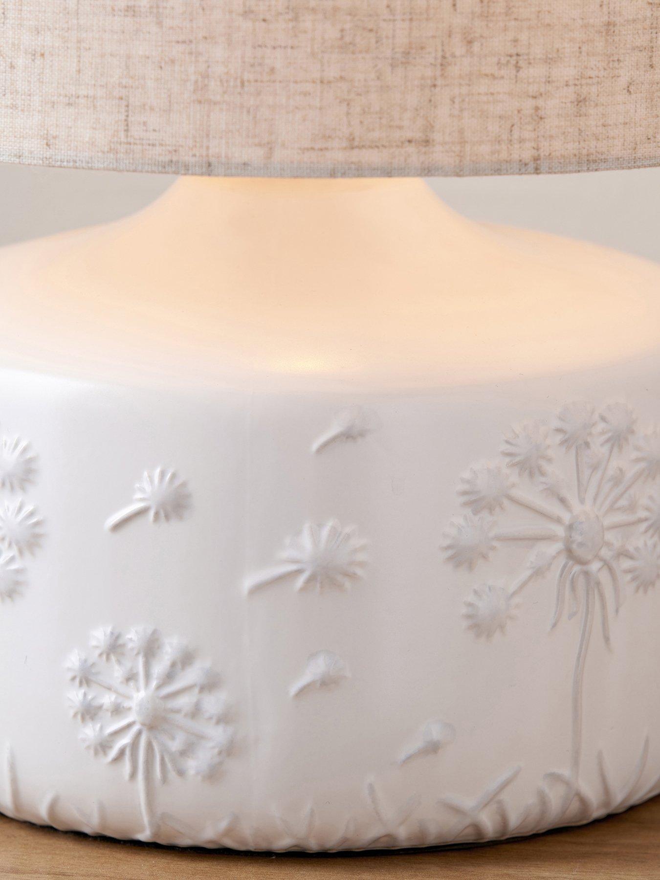 Image 4 of 6 of Pacific Lifestyle Flora White Small Floral Ceramic Table Lamp
