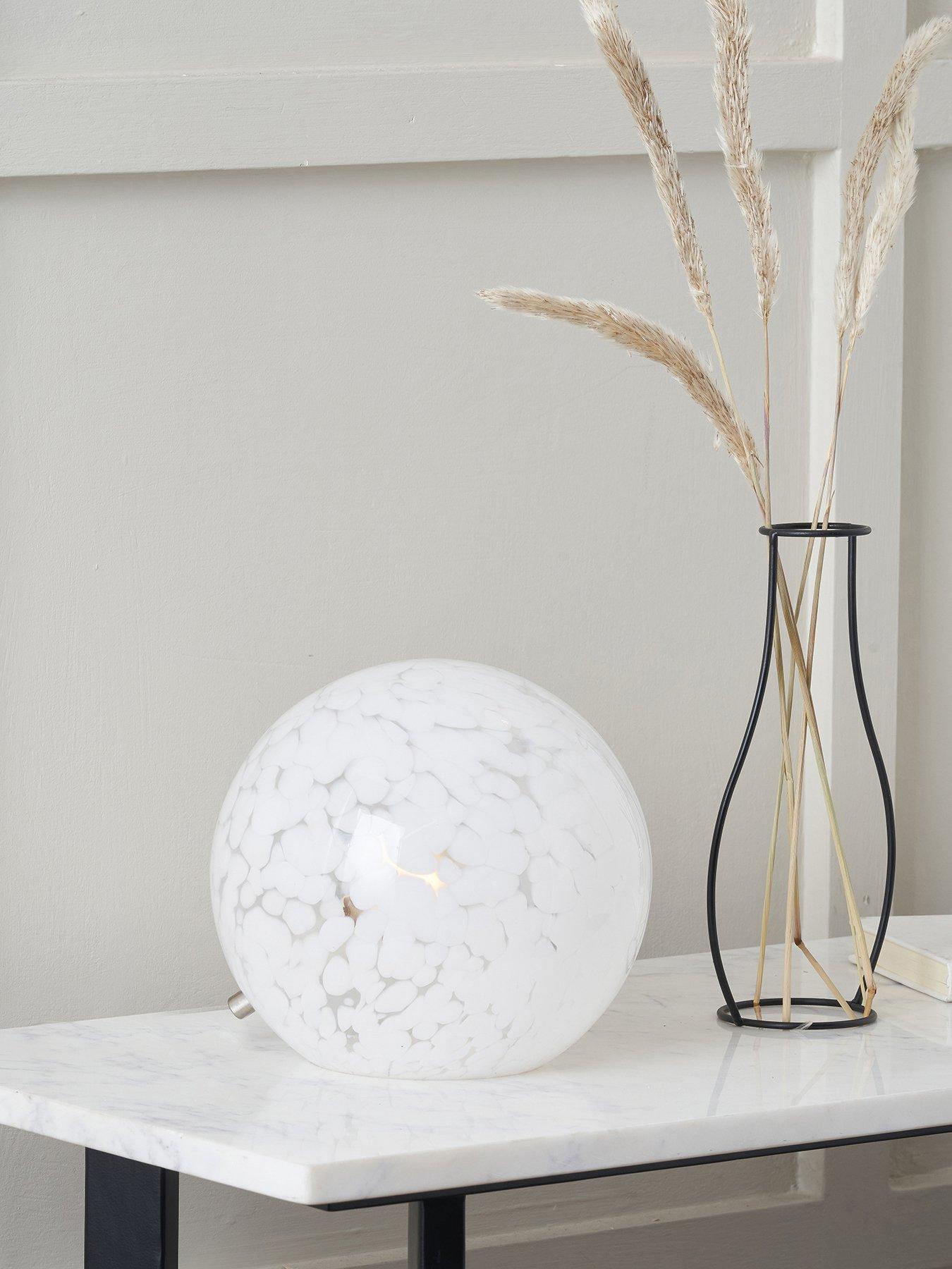 undefined Aurora Speckled White Glass Spherical Table Lamp
