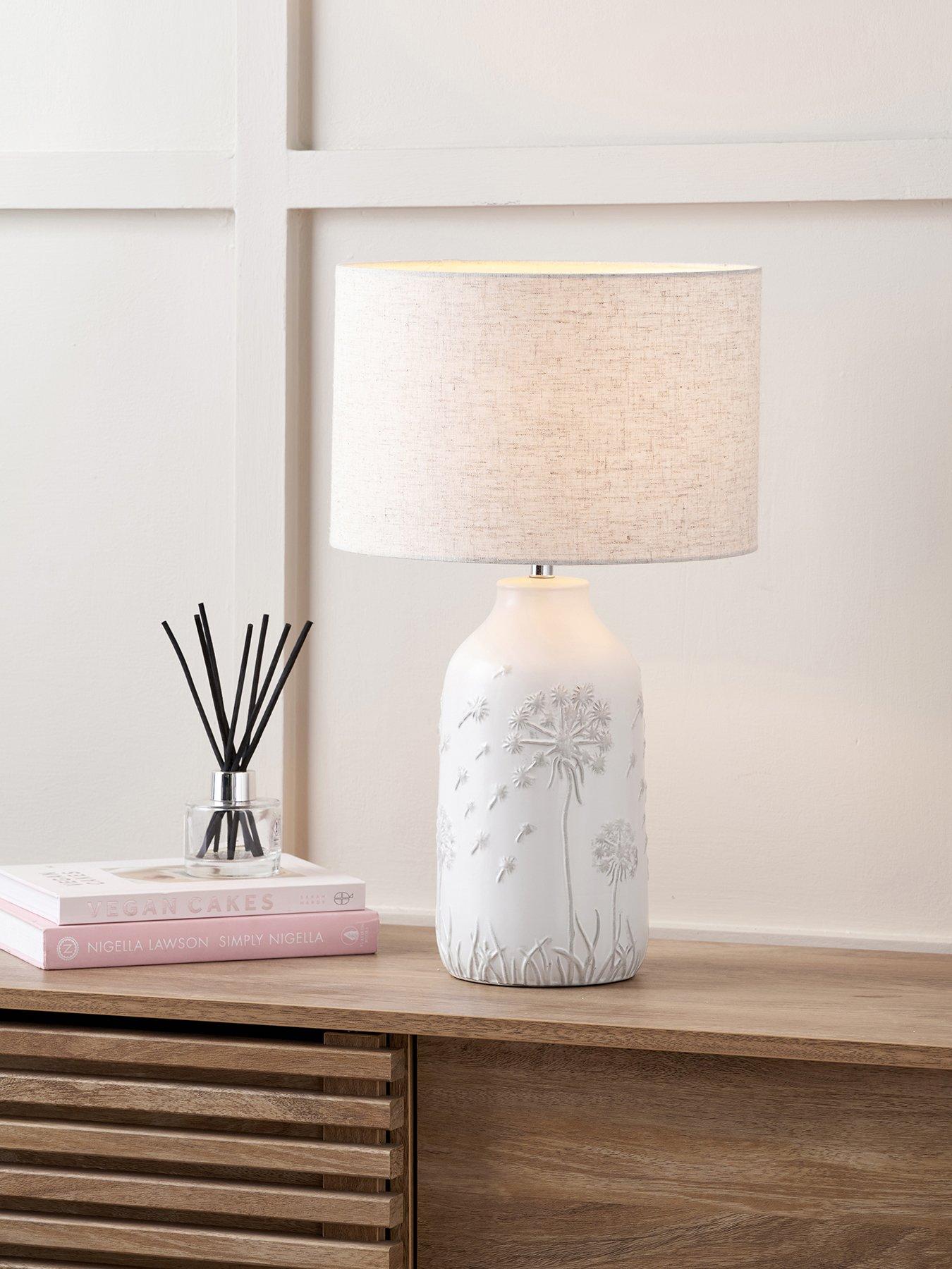 undefined Flora White Floral Ceramic Table Lamp
