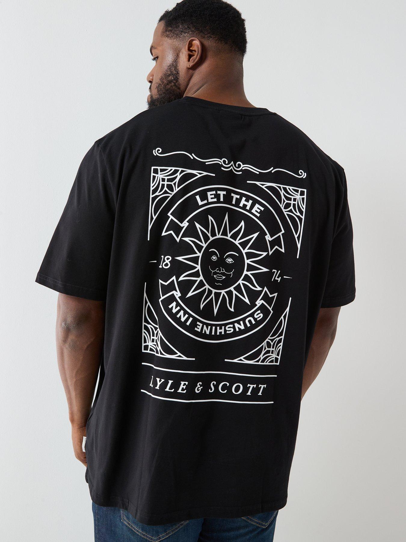 stillFront image of lyle-scott-big-and-tall-sunshine-inn-graphic-t-shirt--black