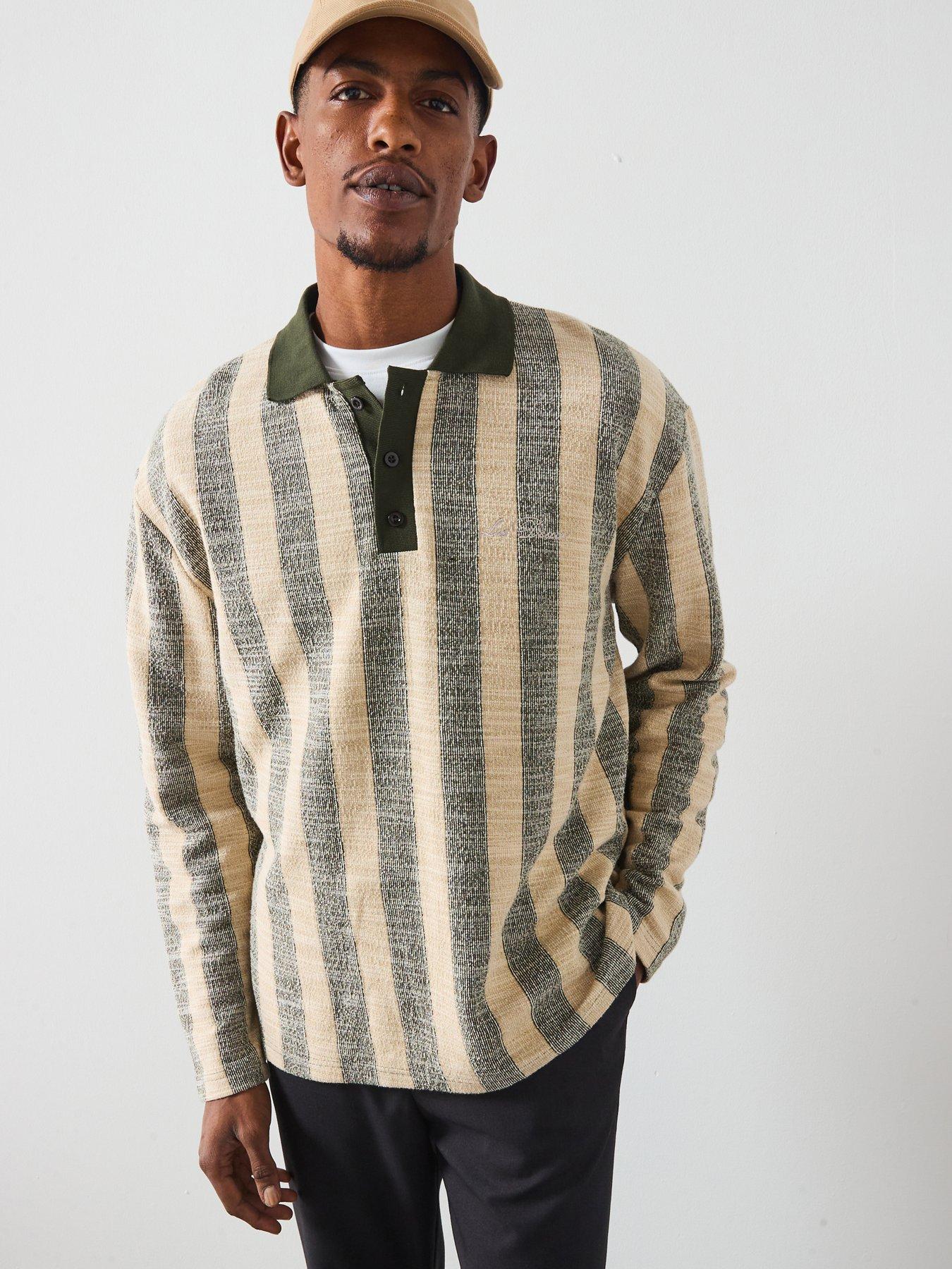 Image 1 of 6 of Les Deux Bowie Jacquard Long Sleeve Polo Shirt - Light Green