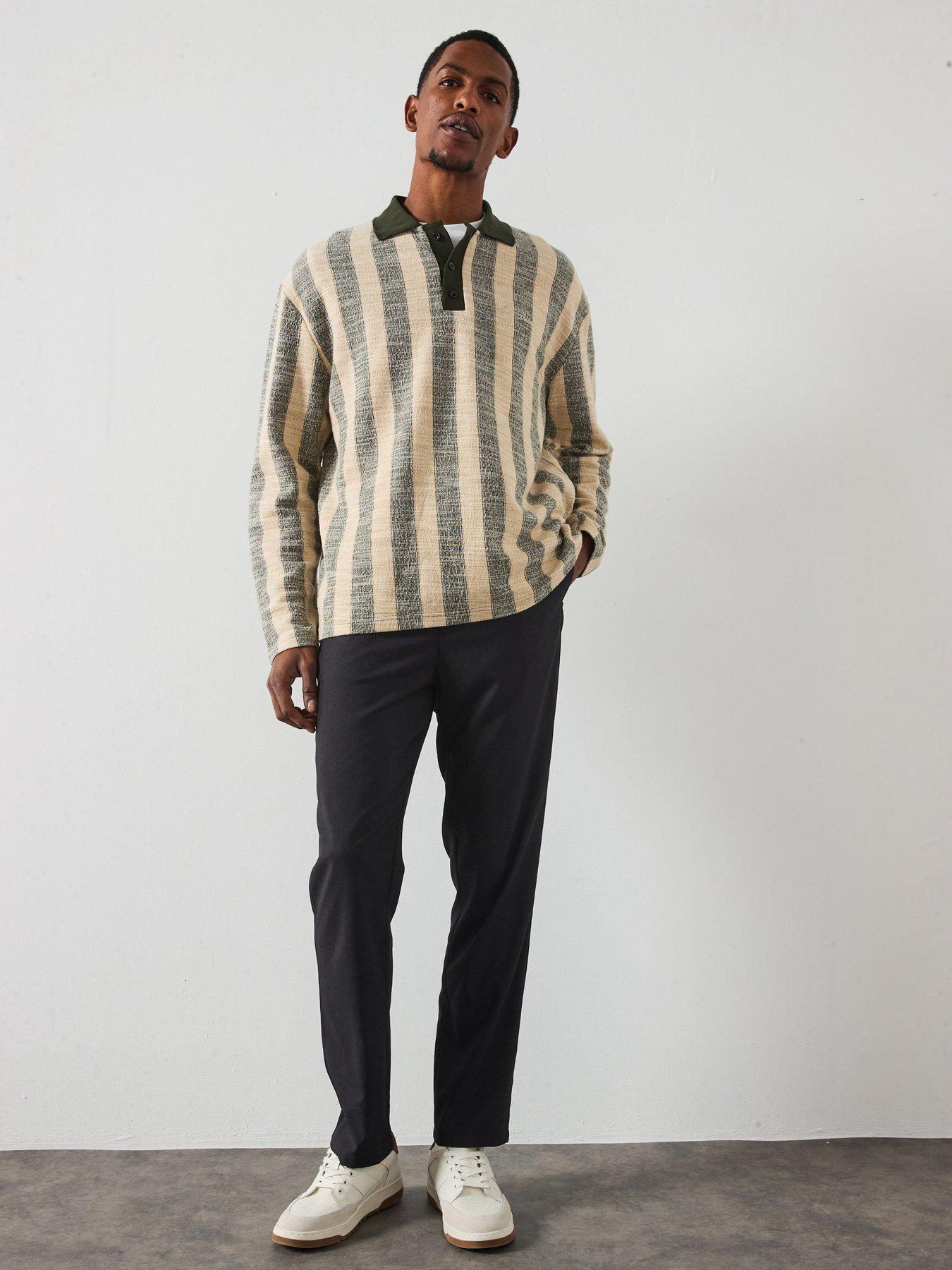 Image 3 of 6 of Les Deux Bowie Jacquard Long Sleeve Polo Shirt - Light Green