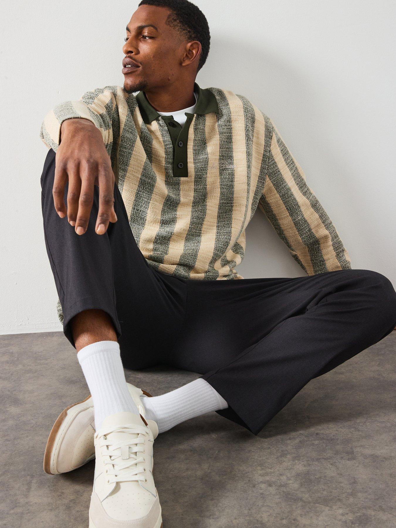 Image 4 of 6 of Les Deux Bowie Jacquard Long Sleeve Polo Shirt - Light Green
