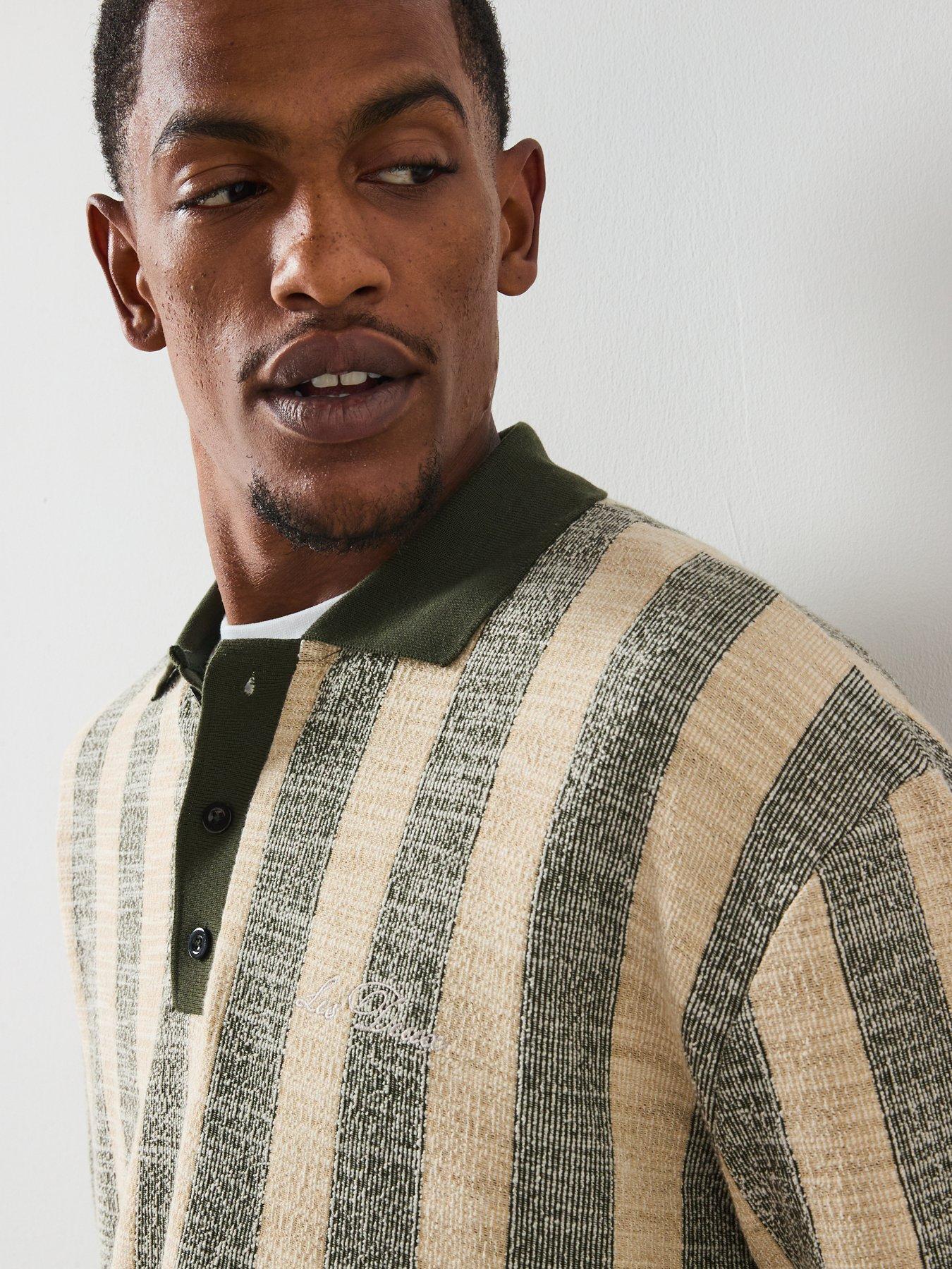 Image 6 of 6 of Les Deux Bowie Jacquard Long Sleeve Polo Shirt - Light Green