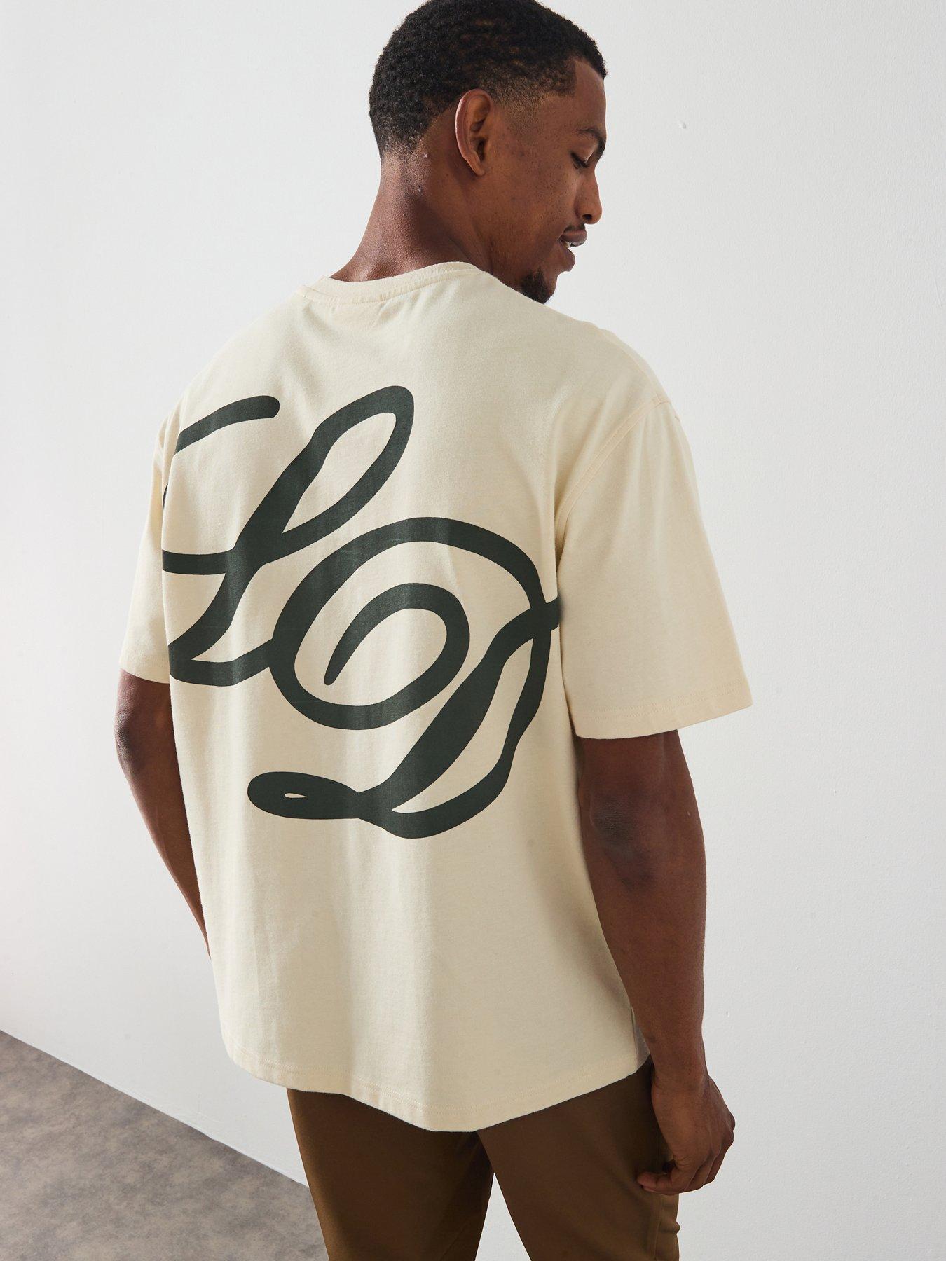 front image of les-deux-danton-large-back-initial-logo-t-shirt-light-beige