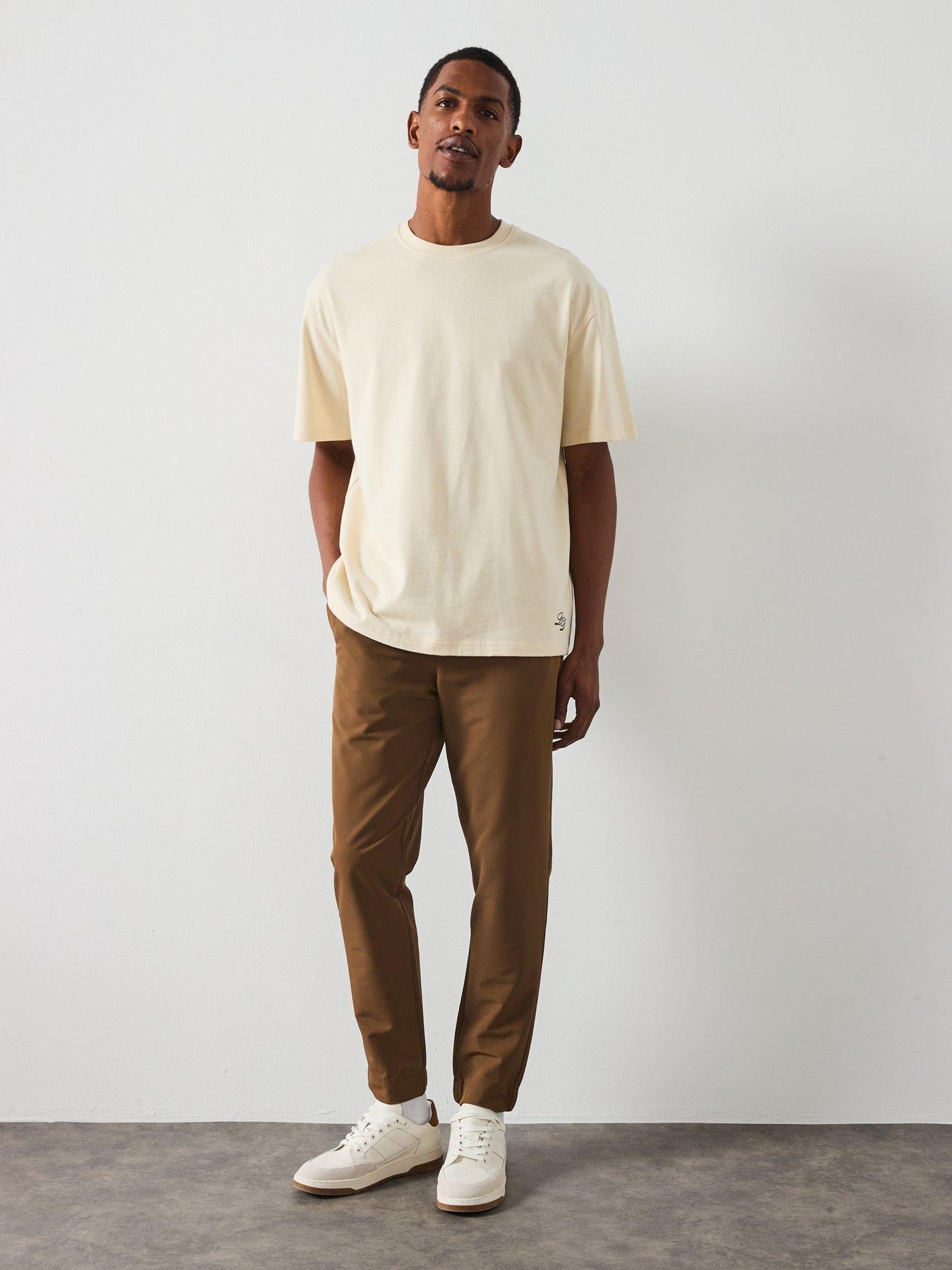  image of les-deux-danton-large-back-initial-logo-t-shirt-light-beige